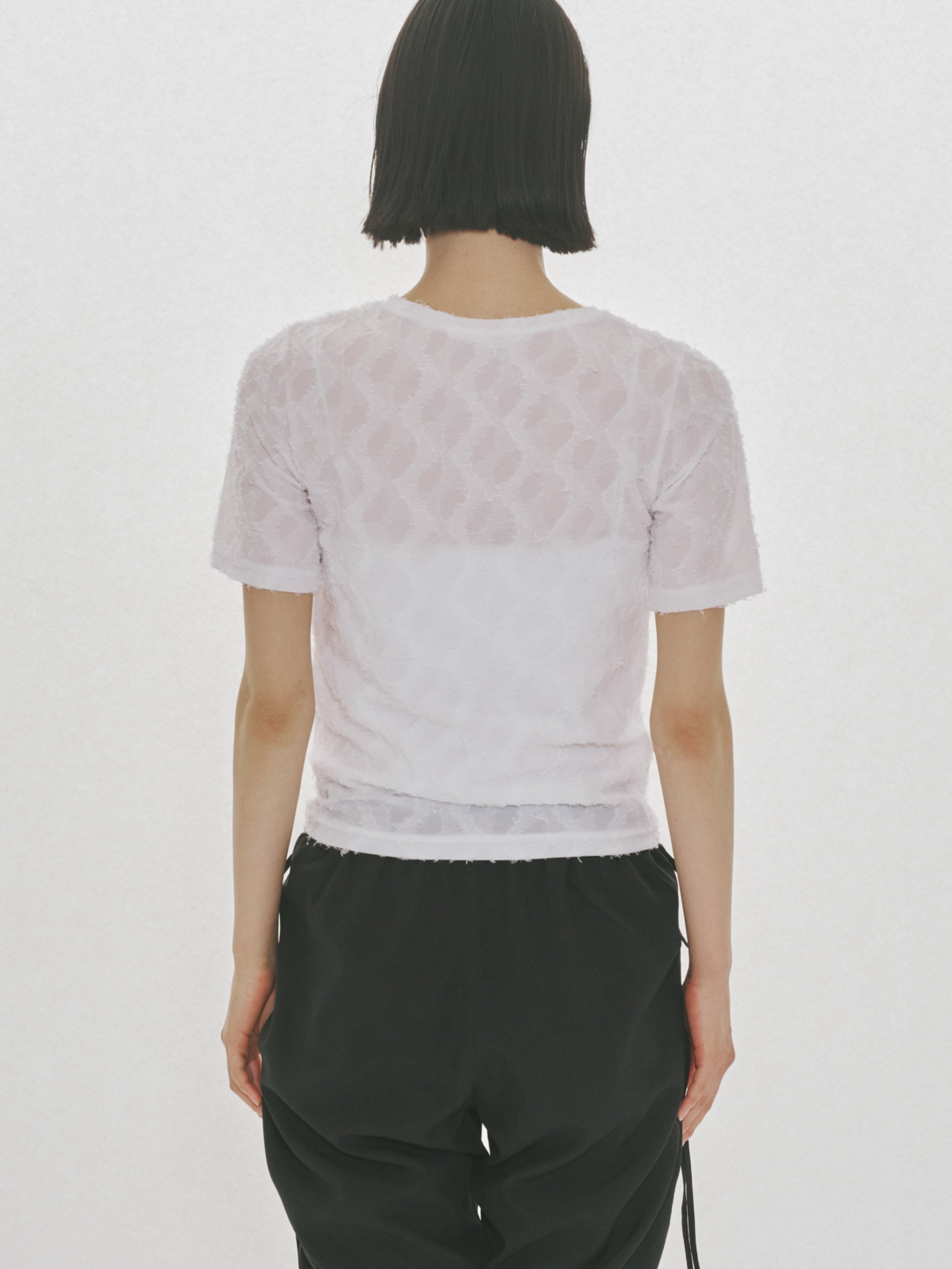 jacquard crew neck sheer inner
