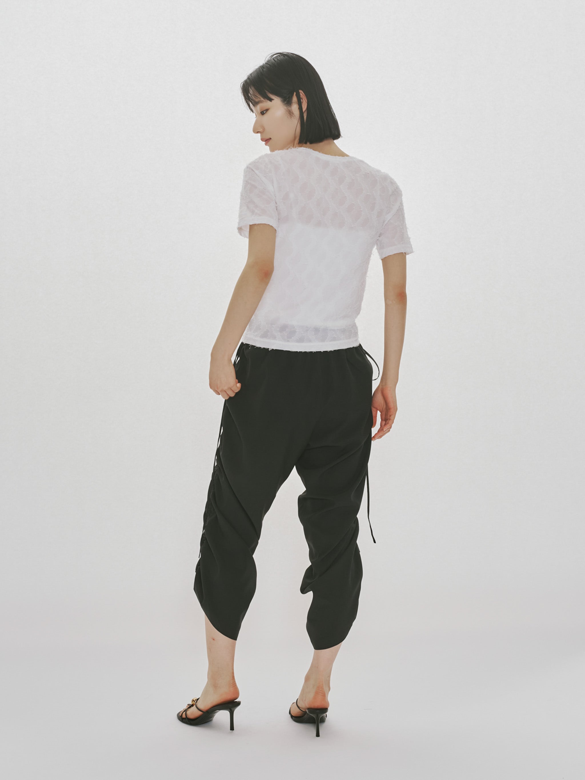 jacquard crew neck sheer inner