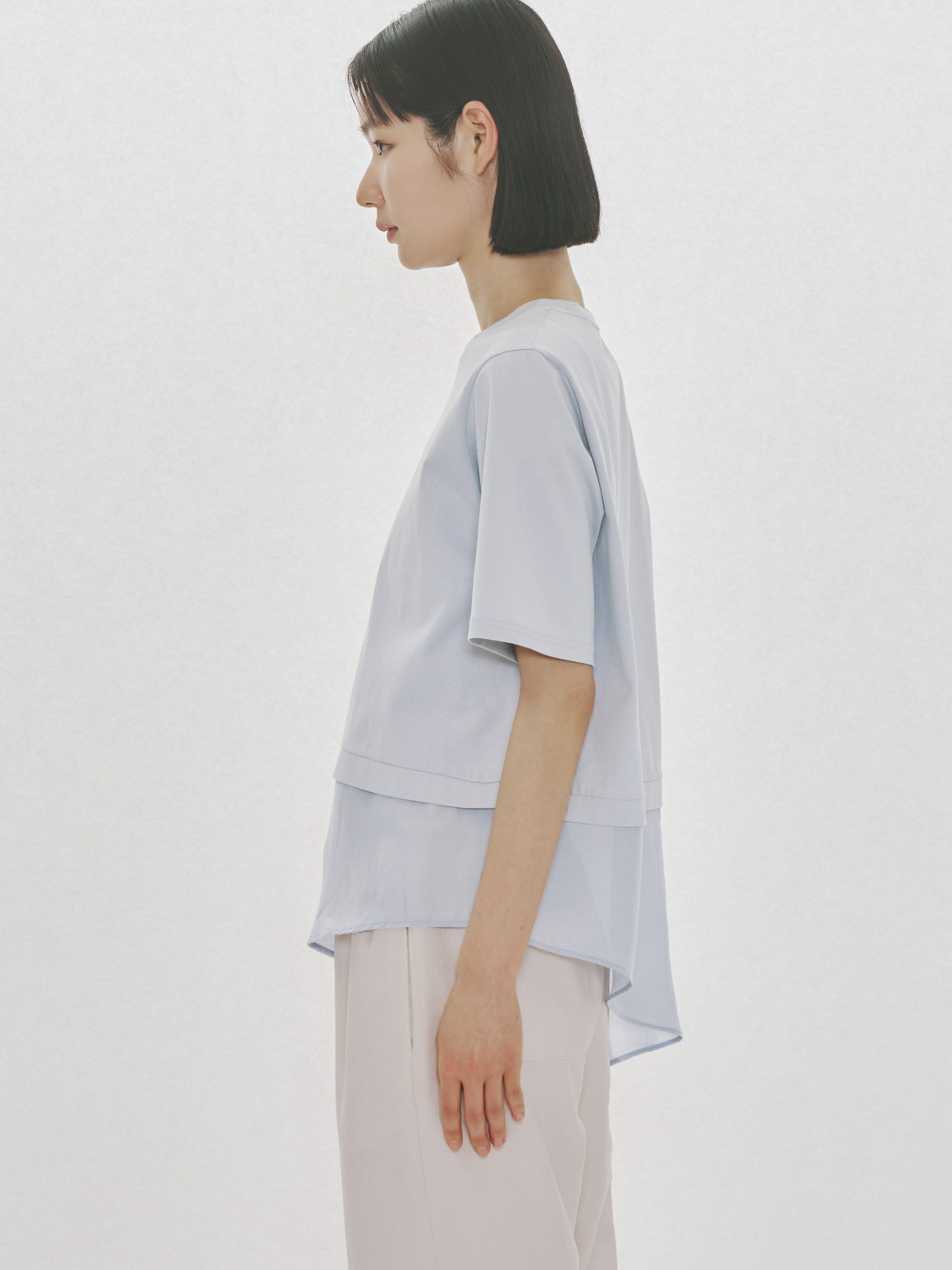 sheer mixed fabric T