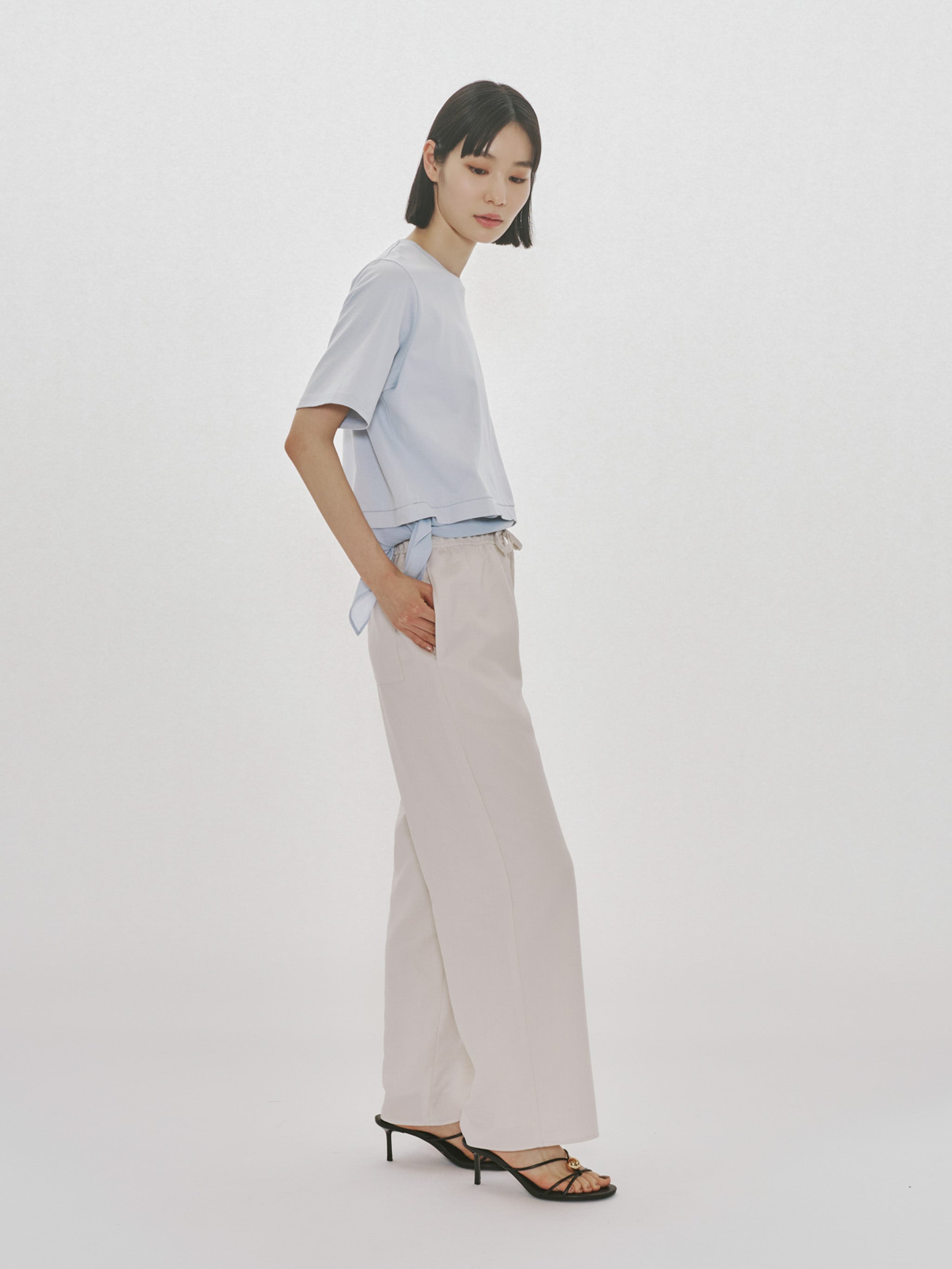 sheer mixed fabric T