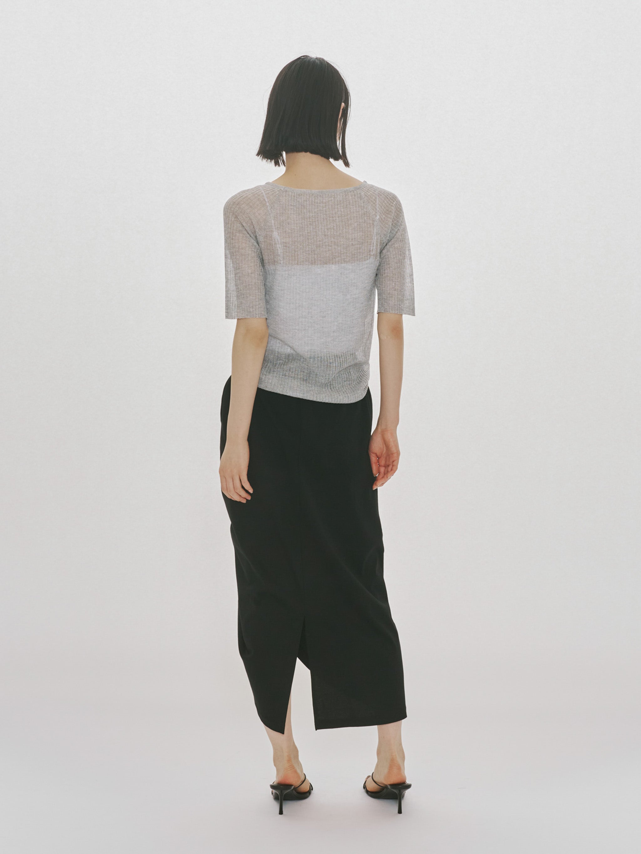 rib square round neck pullover
