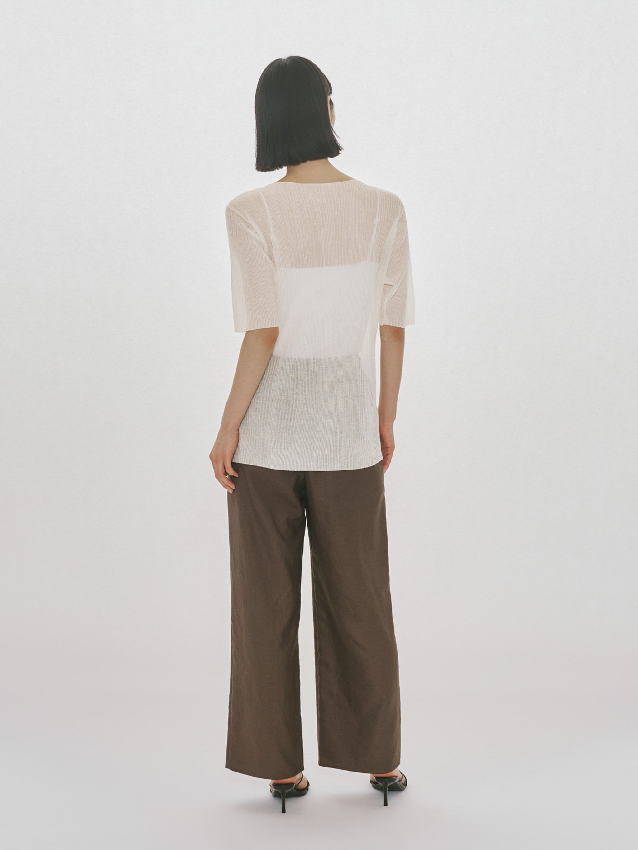 rib crew neck cardigan