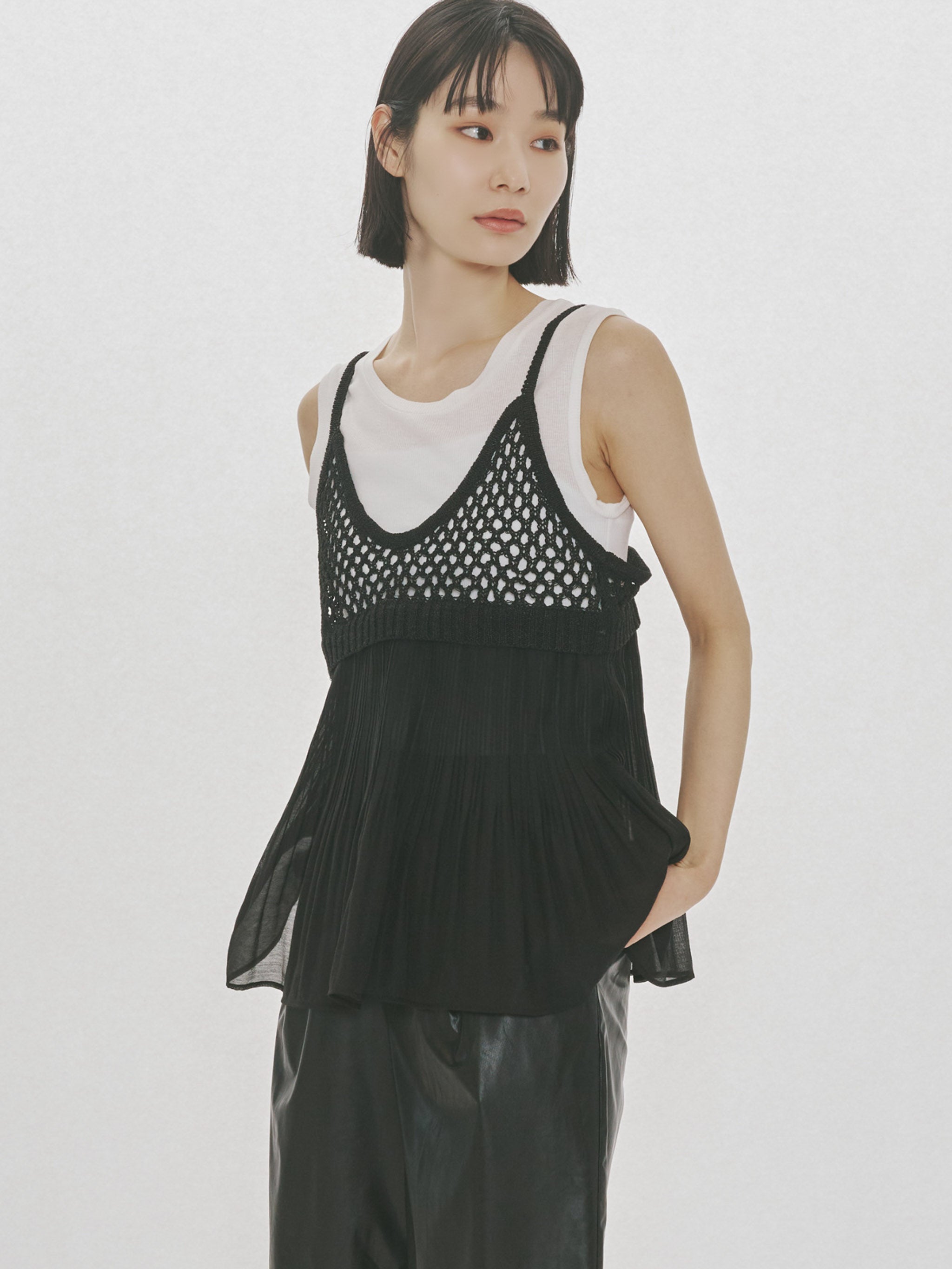 woven pleated combined camisole