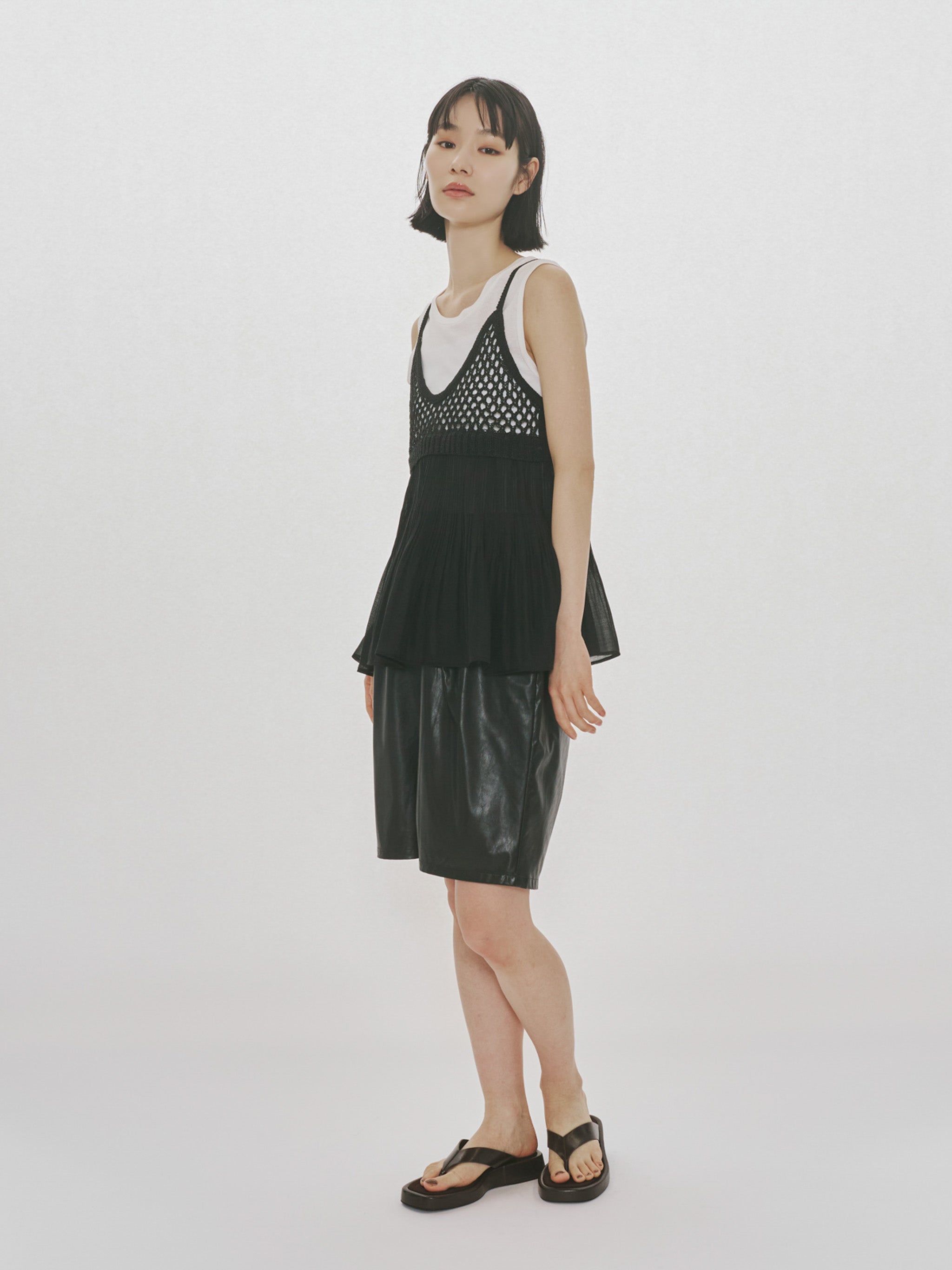 woven pleated combined camisole
