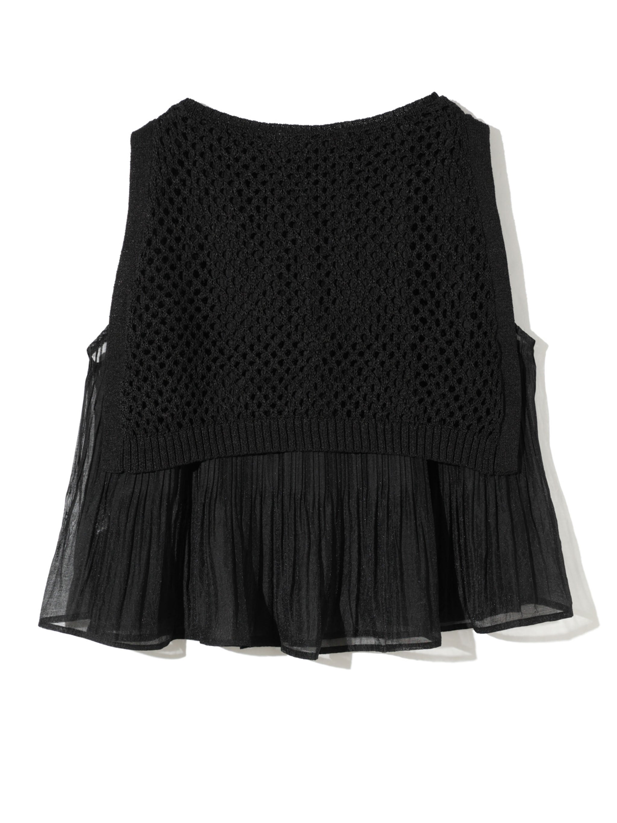 woven pleated layered vest