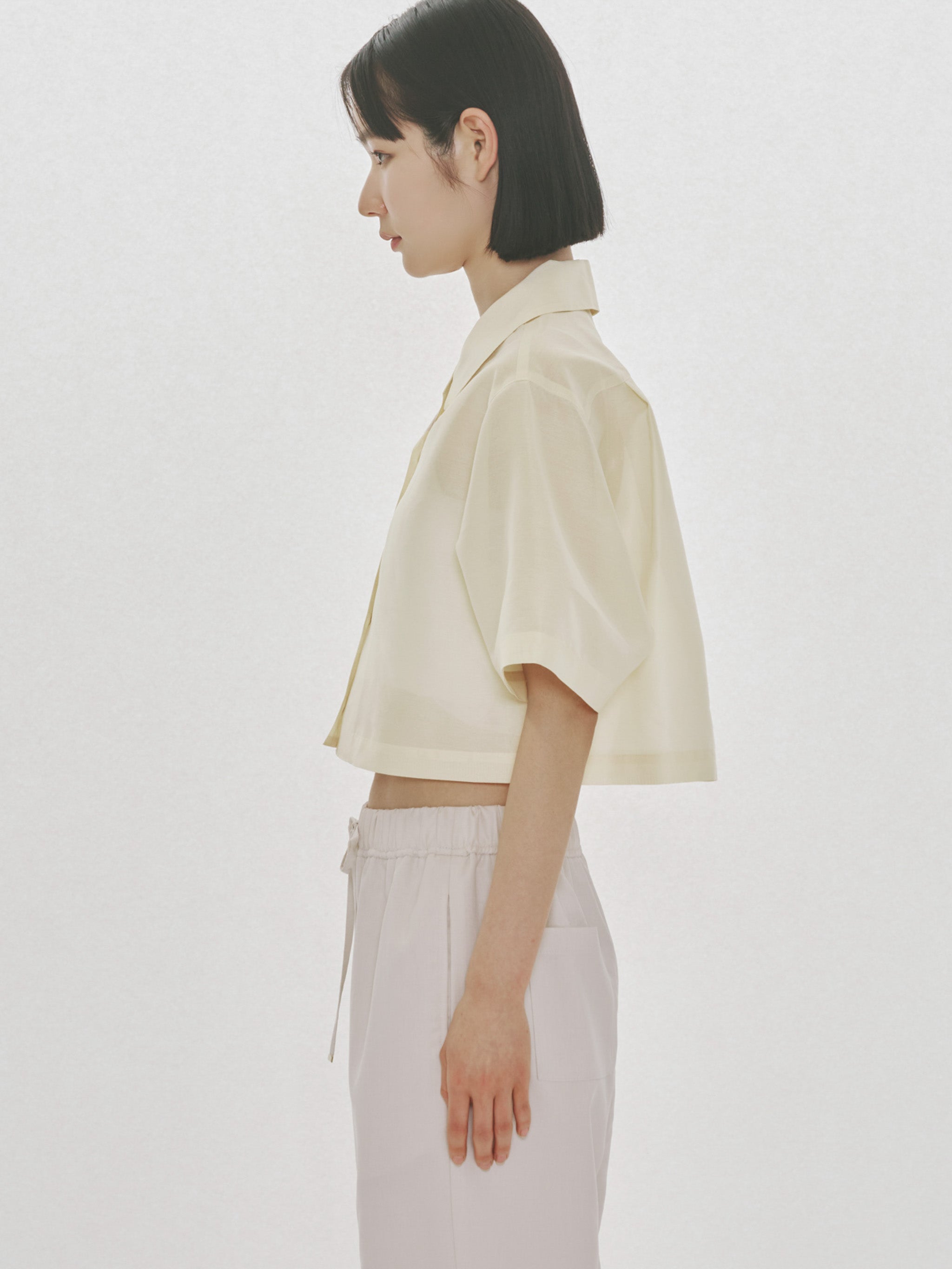 sheer open collar shirt