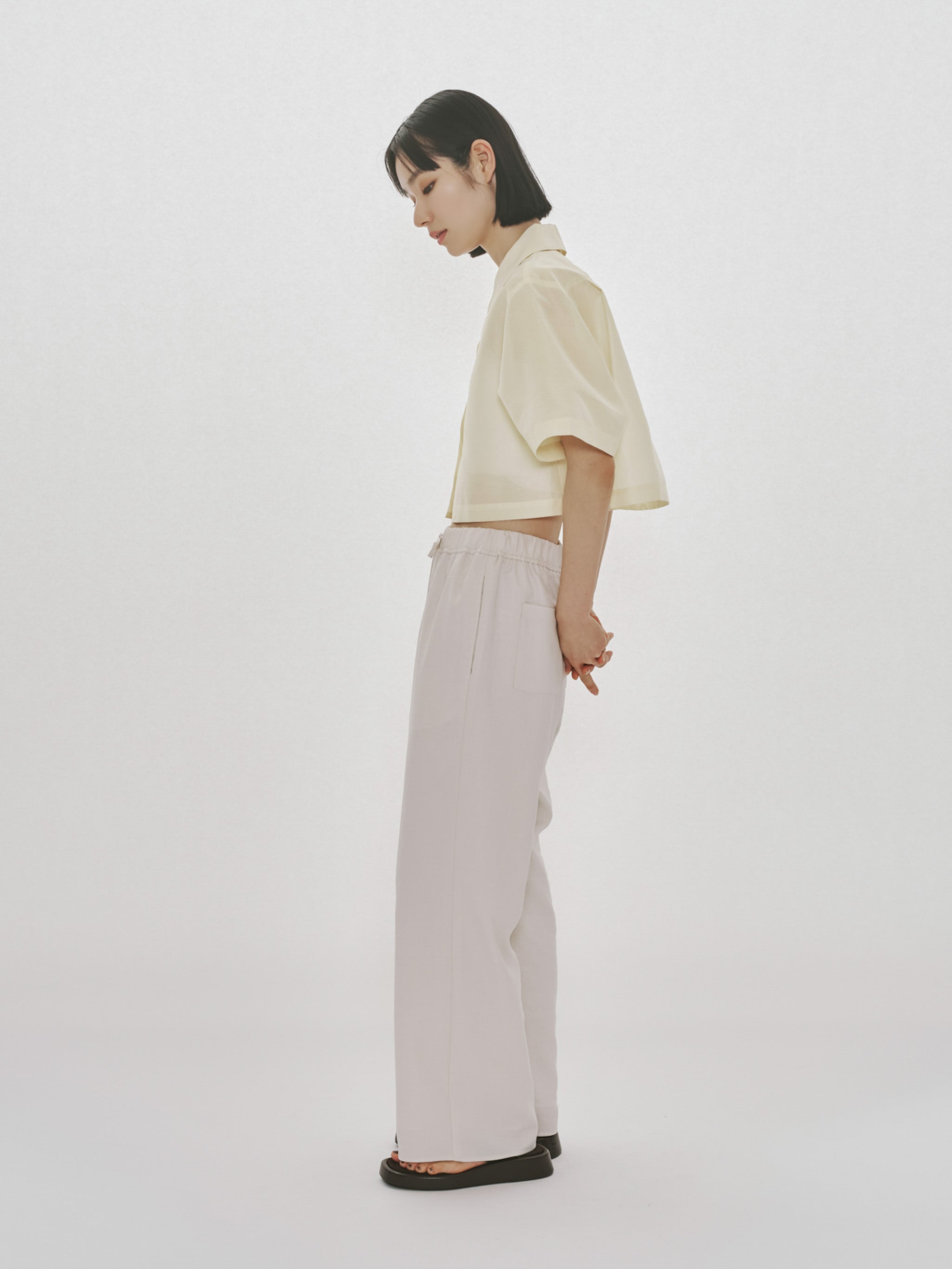sheer open collar shirt