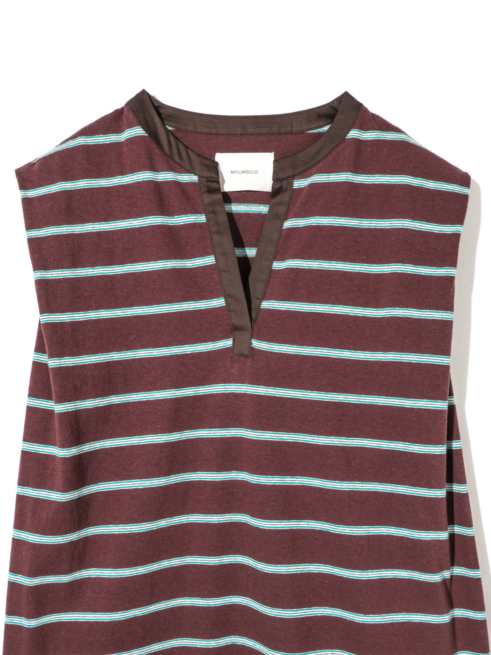 multi-striped no sleeve one-piece