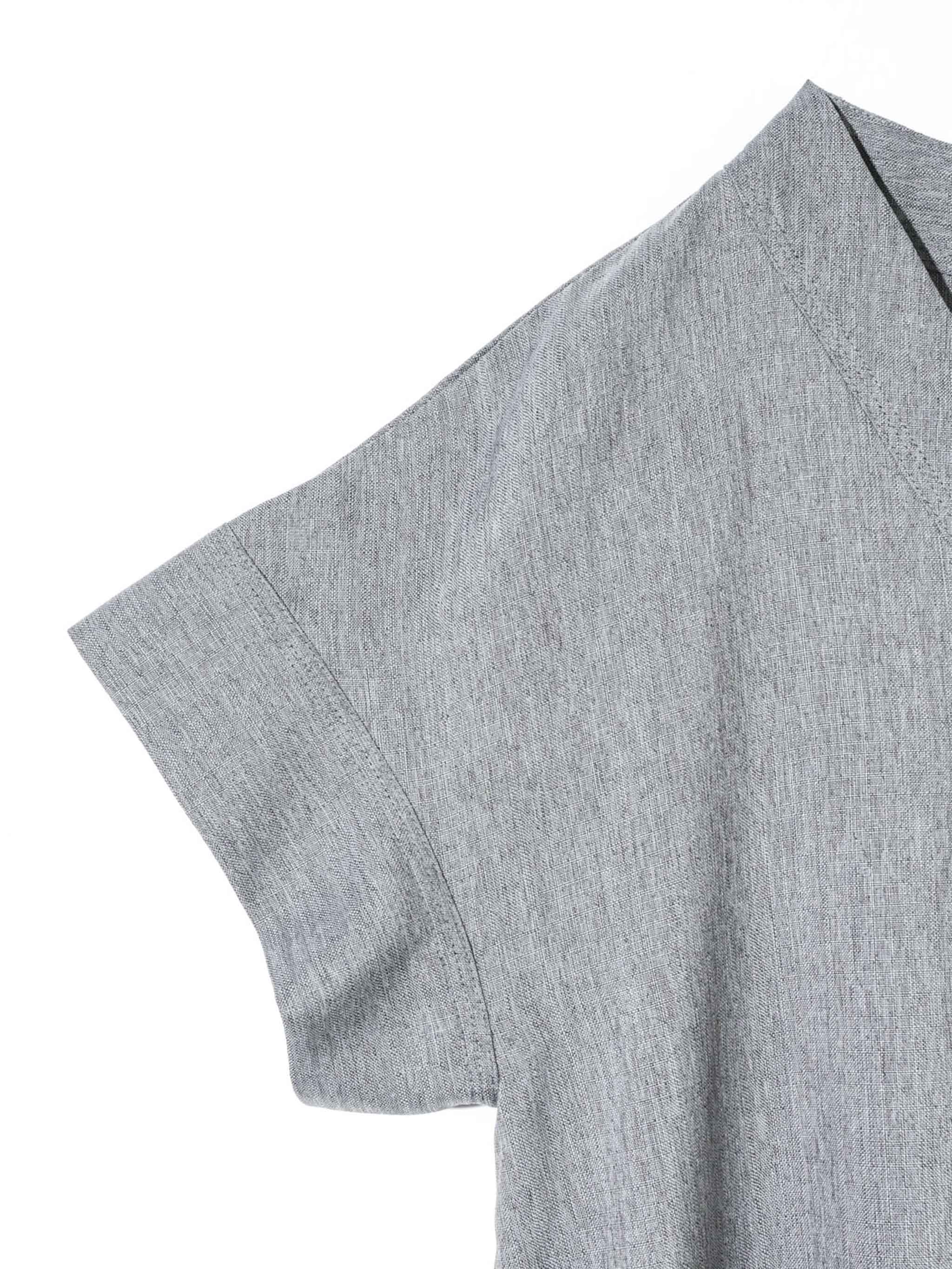 linen like V neck flare one-piece