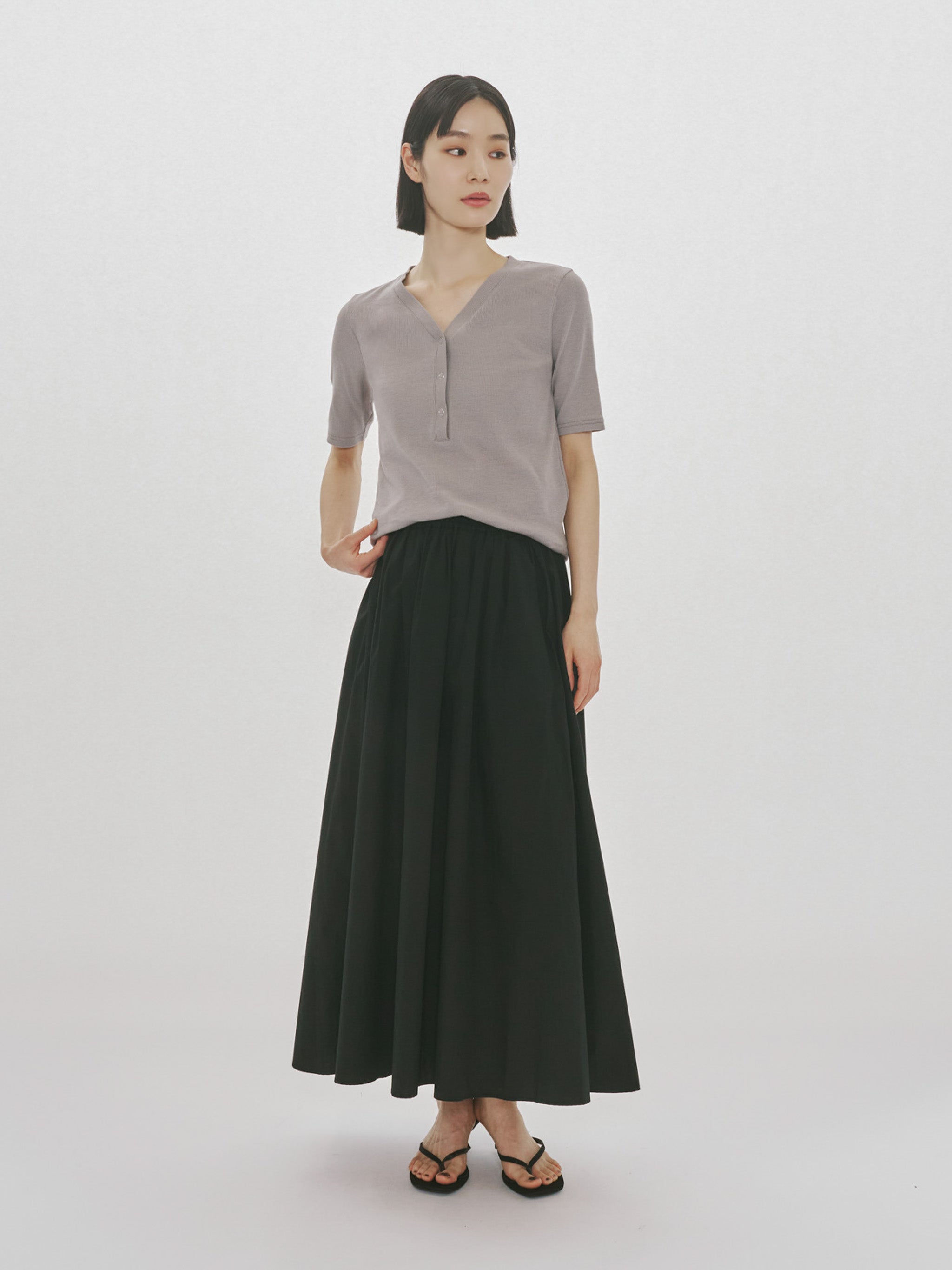 tucked gather volume skirt