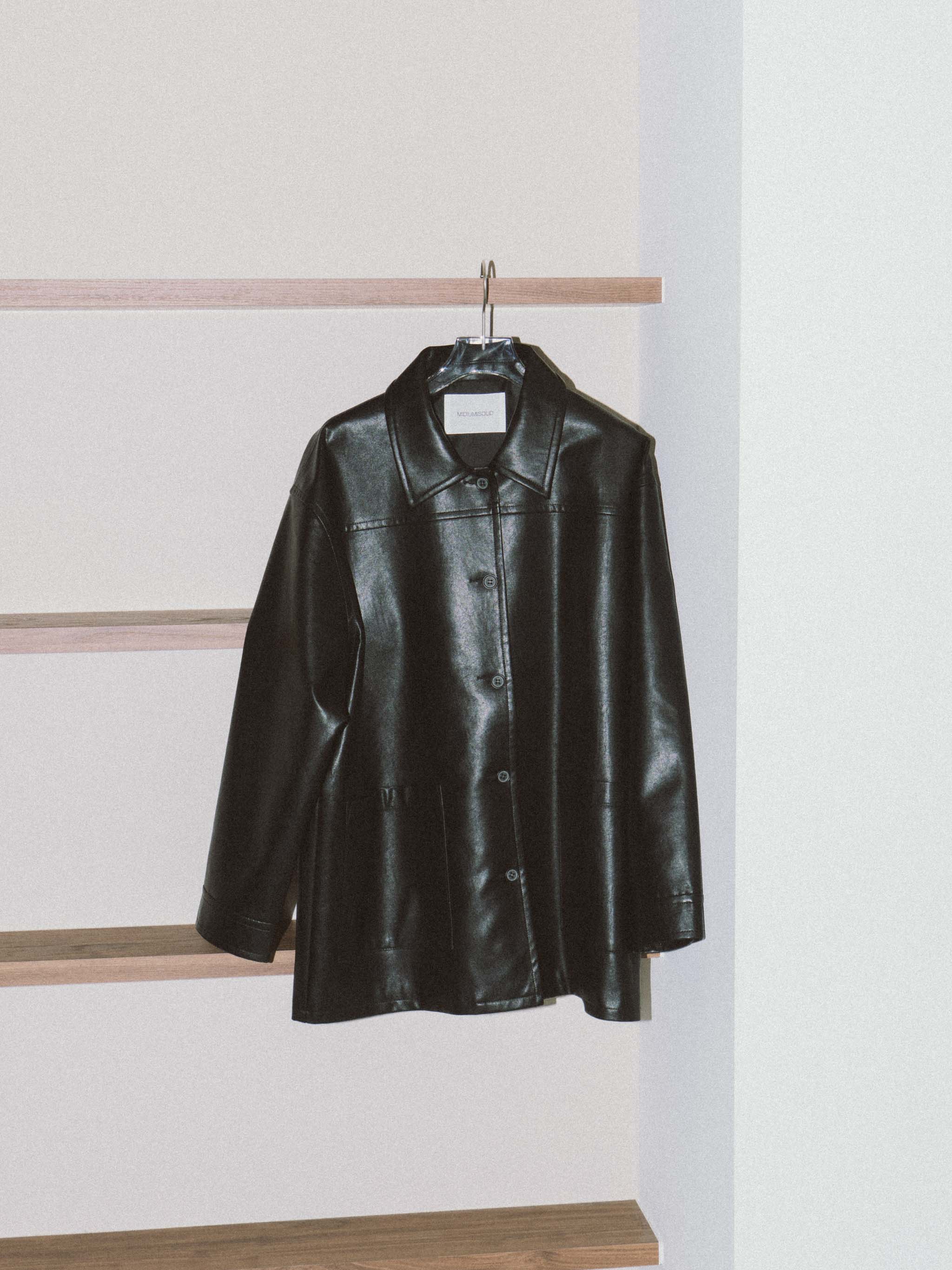 synthetic leather over size blouson