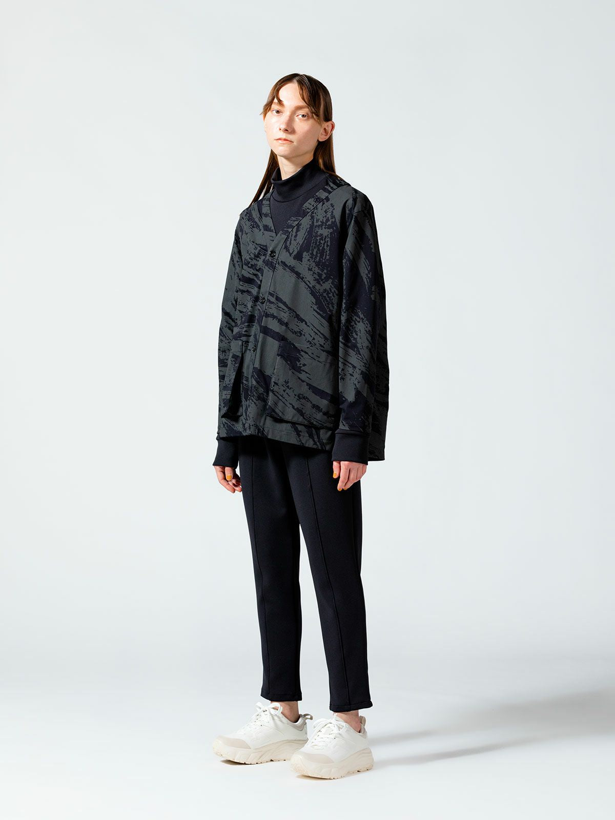 トリコットかすれプリントカーディガン(4-1109)