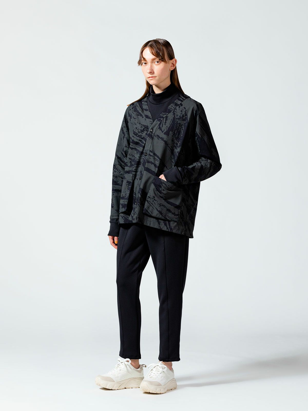 トリコットかすれプリントカーディガン(4-1109)