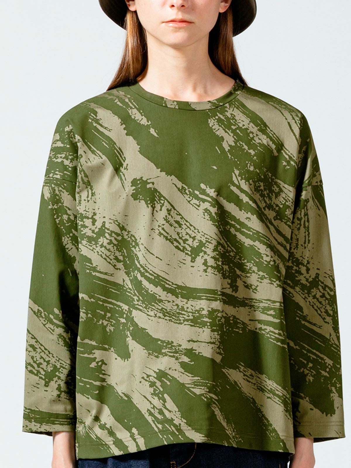 トリコットかすれプリントプルオーバー(4-1110)