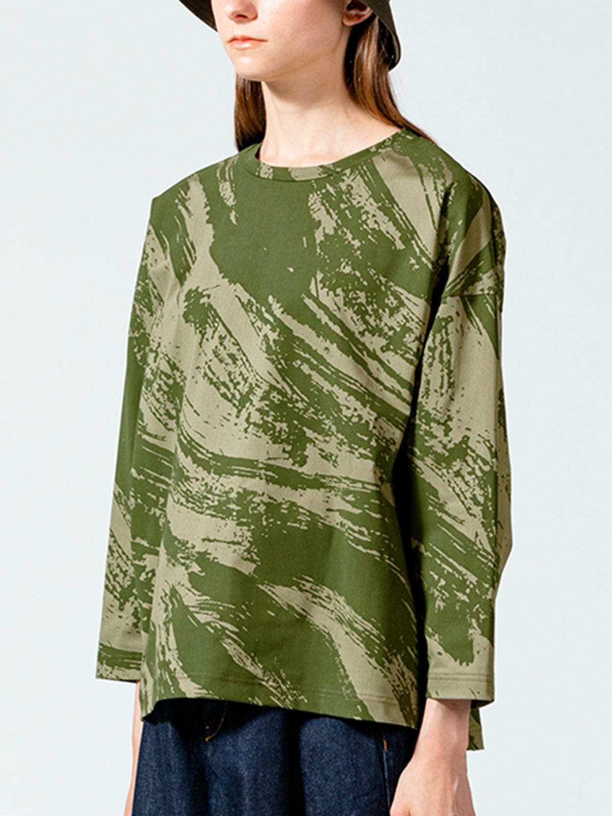 トリコットかすれプリントプルオーバー(4-1110)