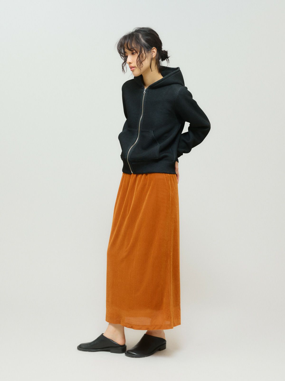 sheer double-knit zip hoodie