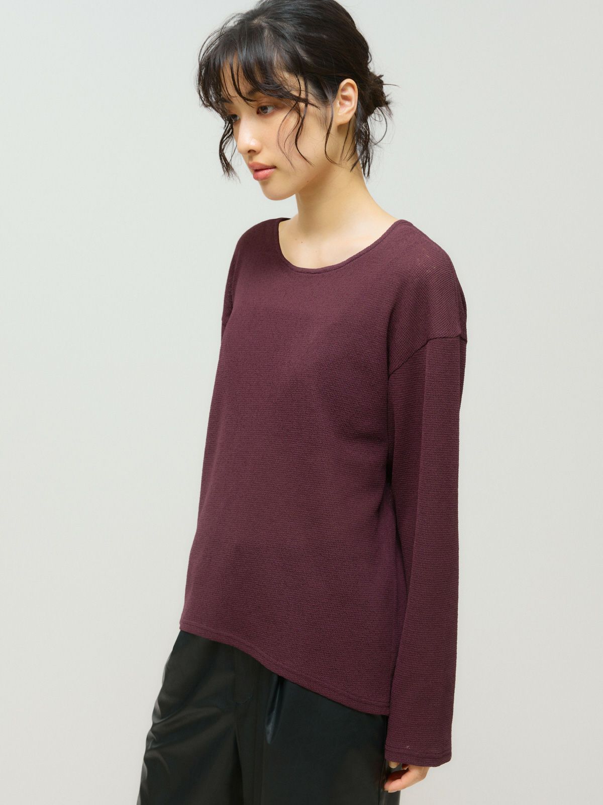 sheer waffle pullover