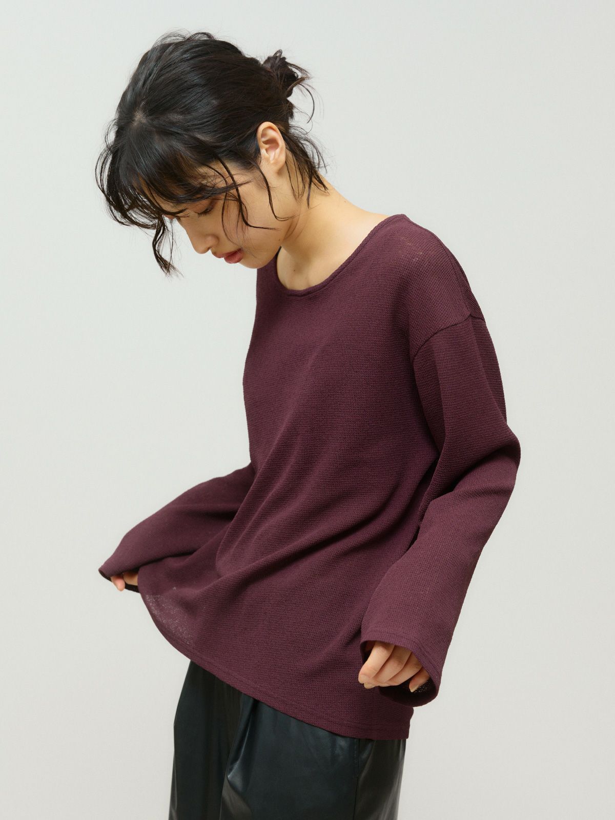 sheer waffle pullover