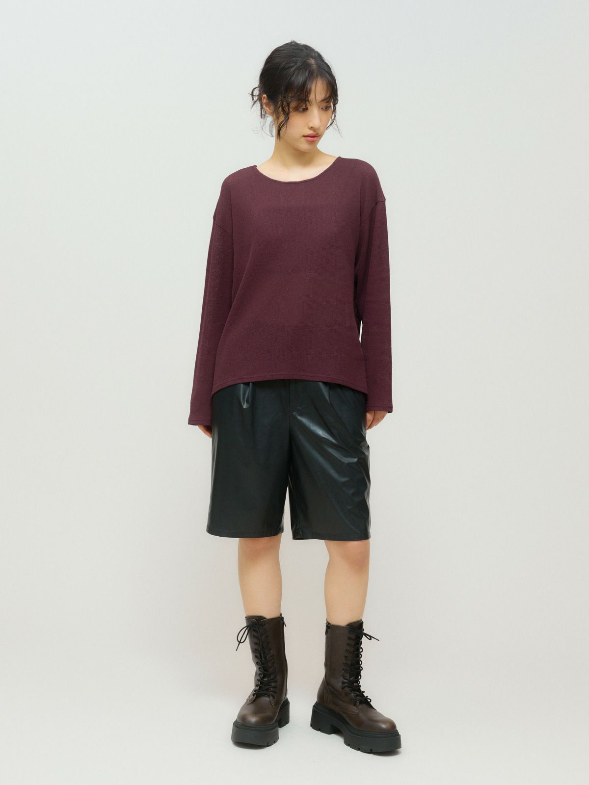 sheer waffle pullover