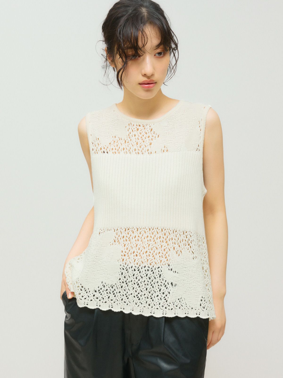 lace rib vest