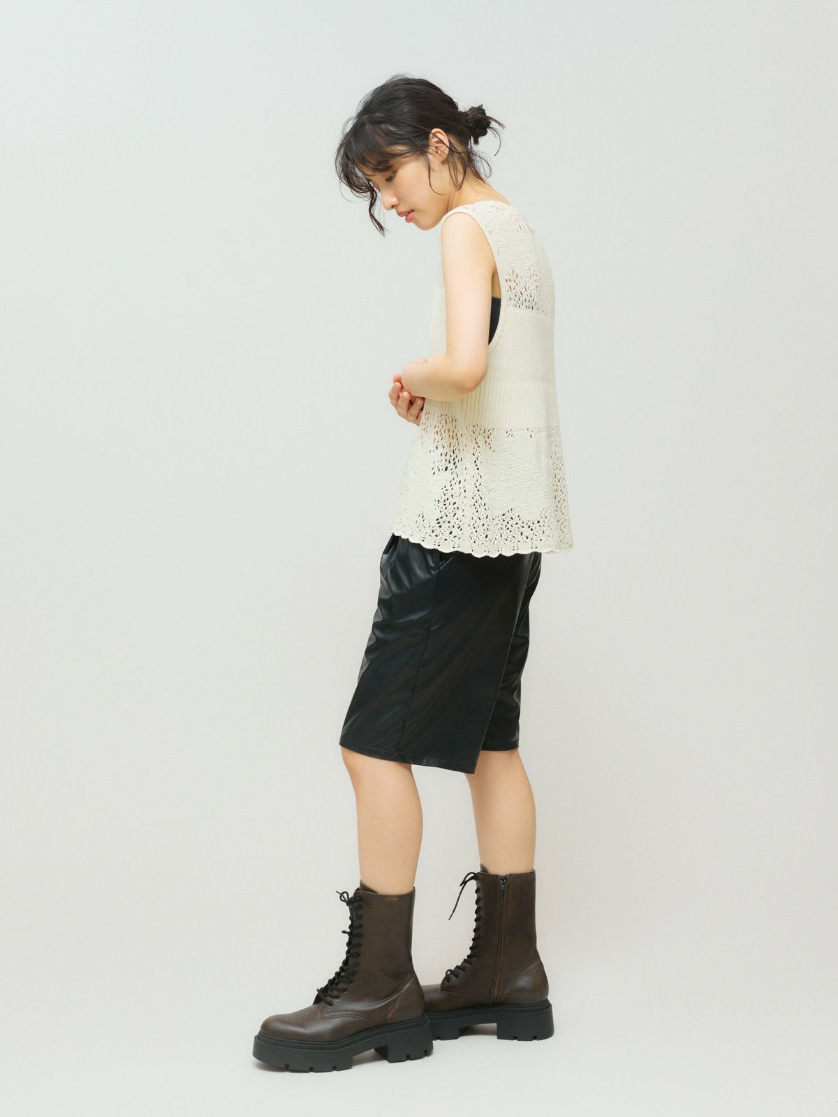 lace rib vest