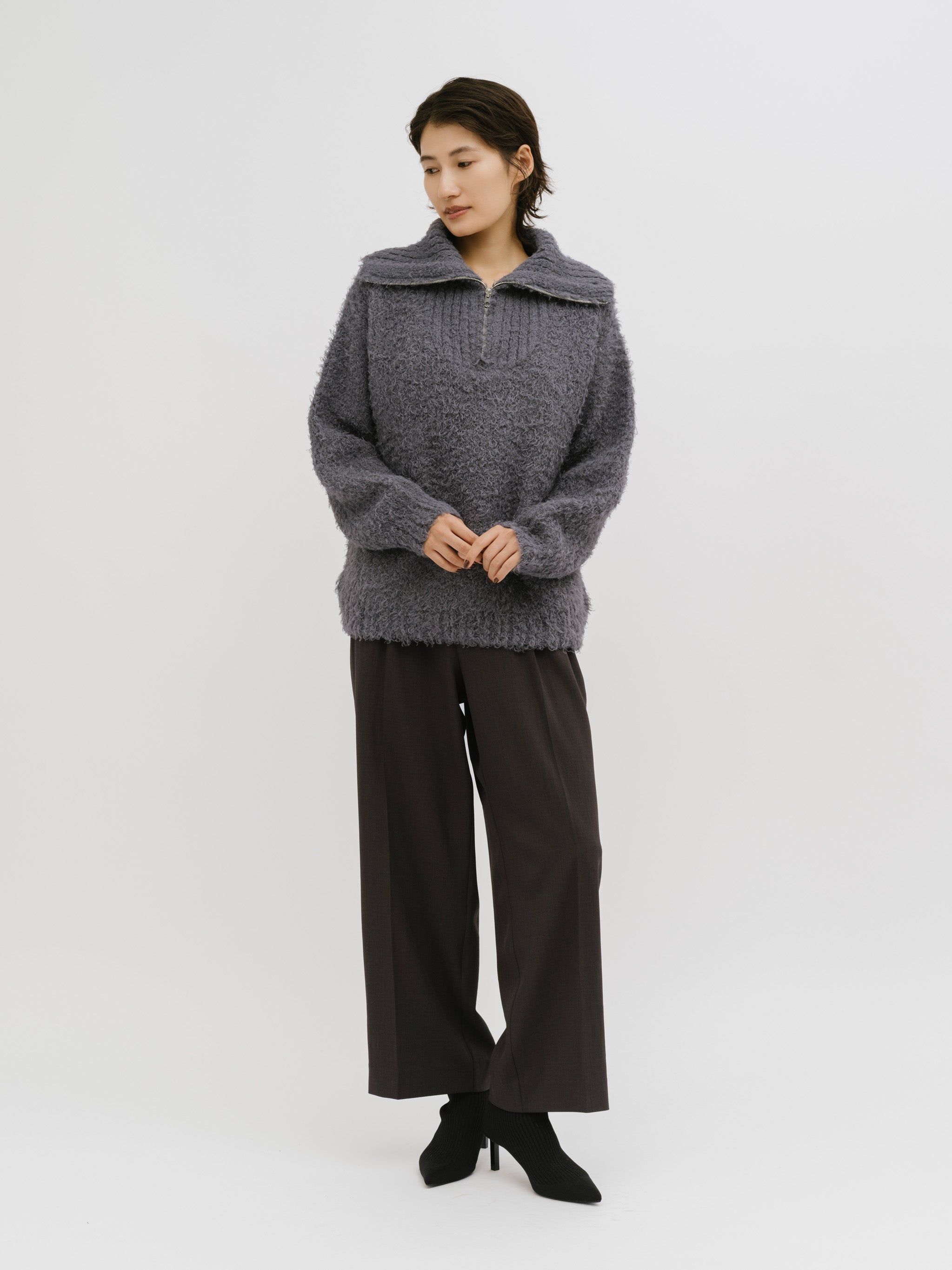 cloud loop zip knit