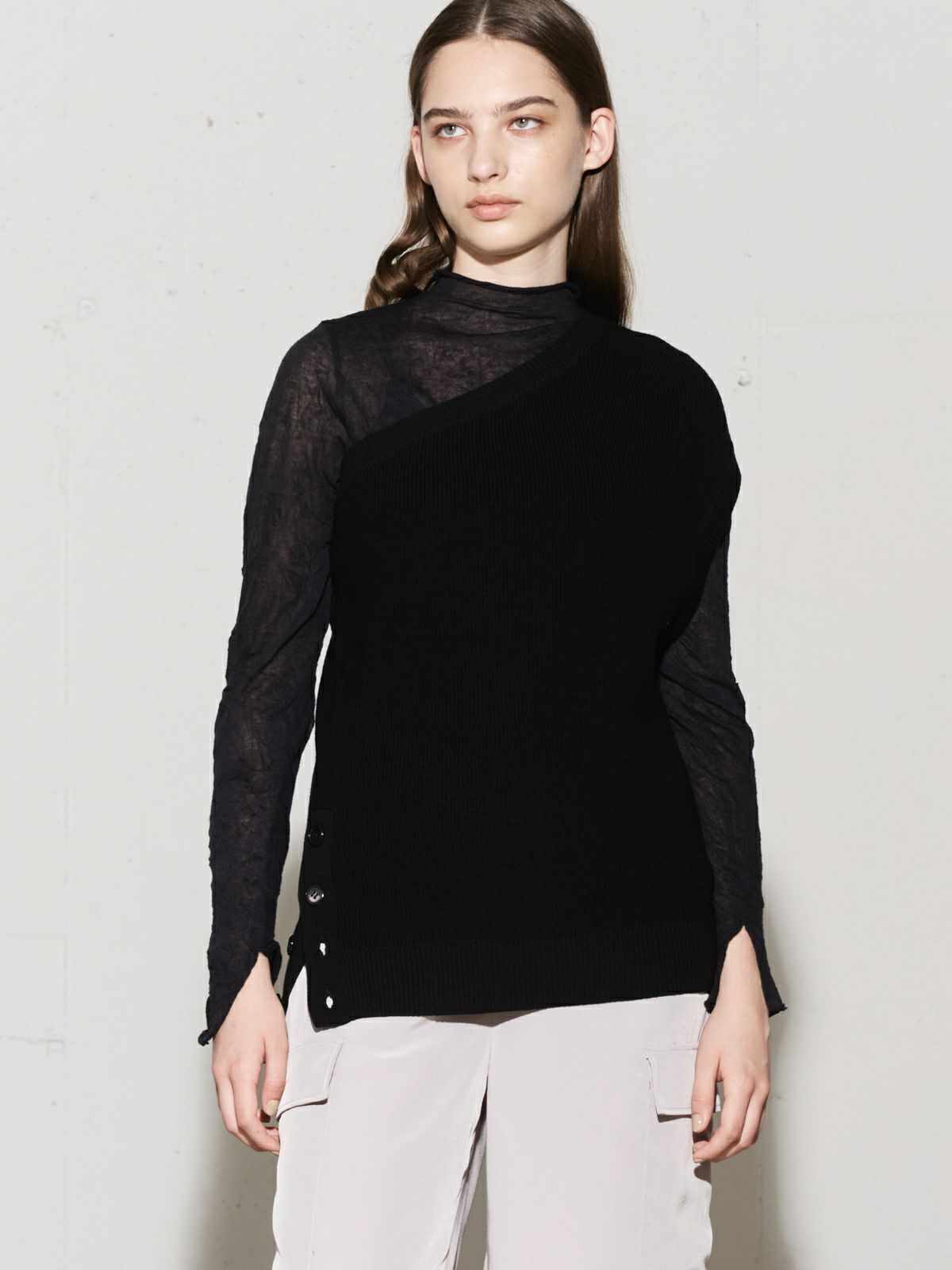 ワンショルダーハーフカーディガントップス(4-1060)