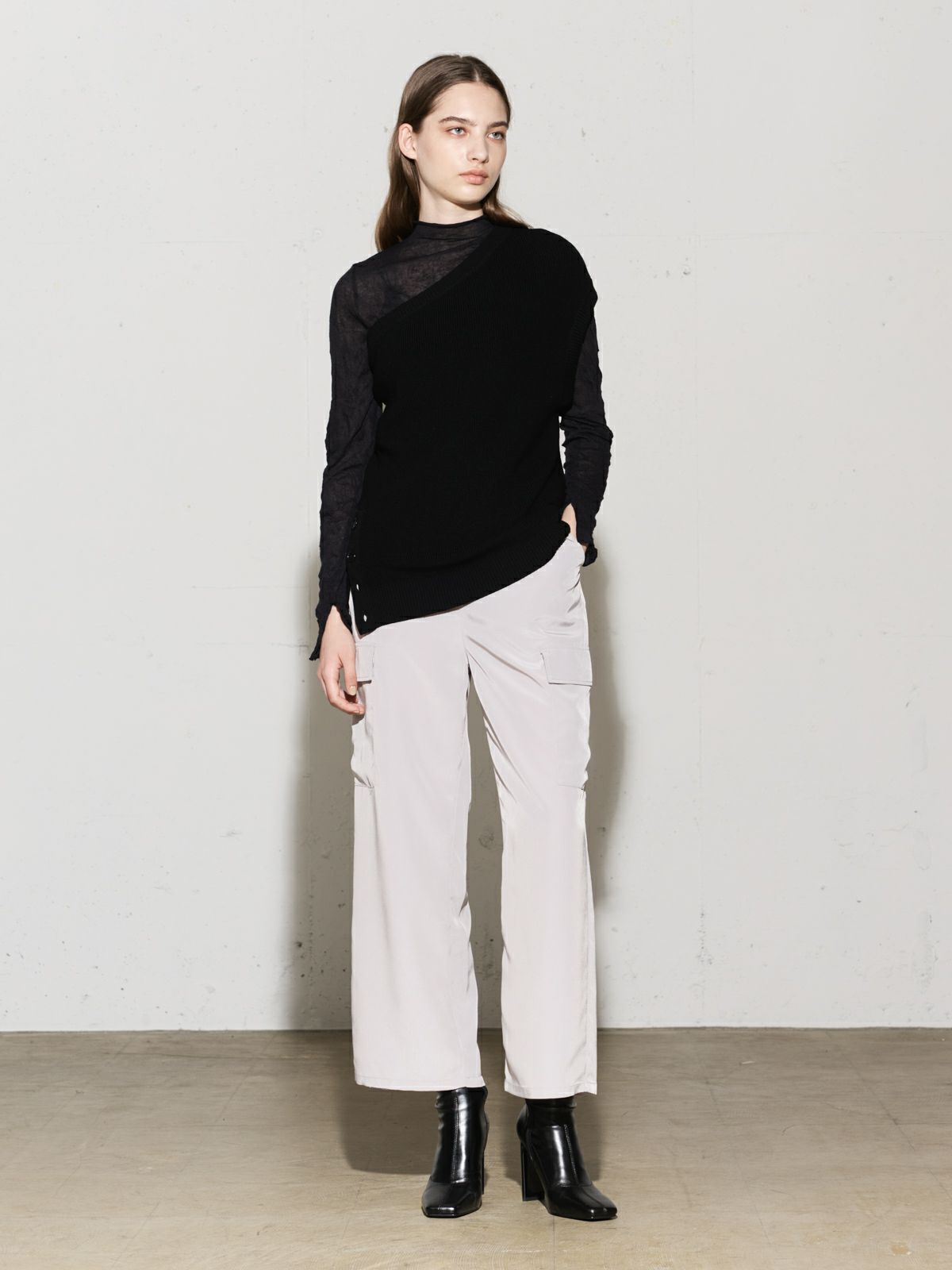 ワンショルダーハーフカーディガントップス(4-1060)