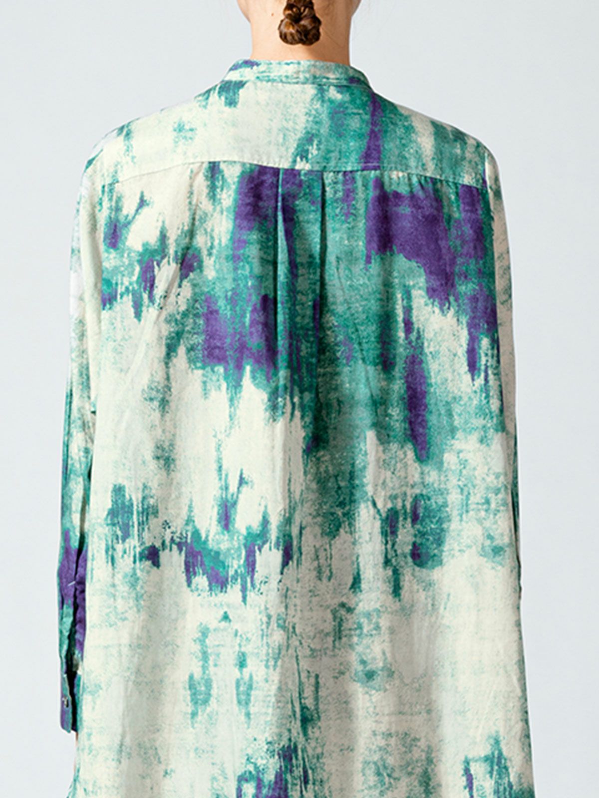 バンドカラー hazy print シャツ(3-1077)