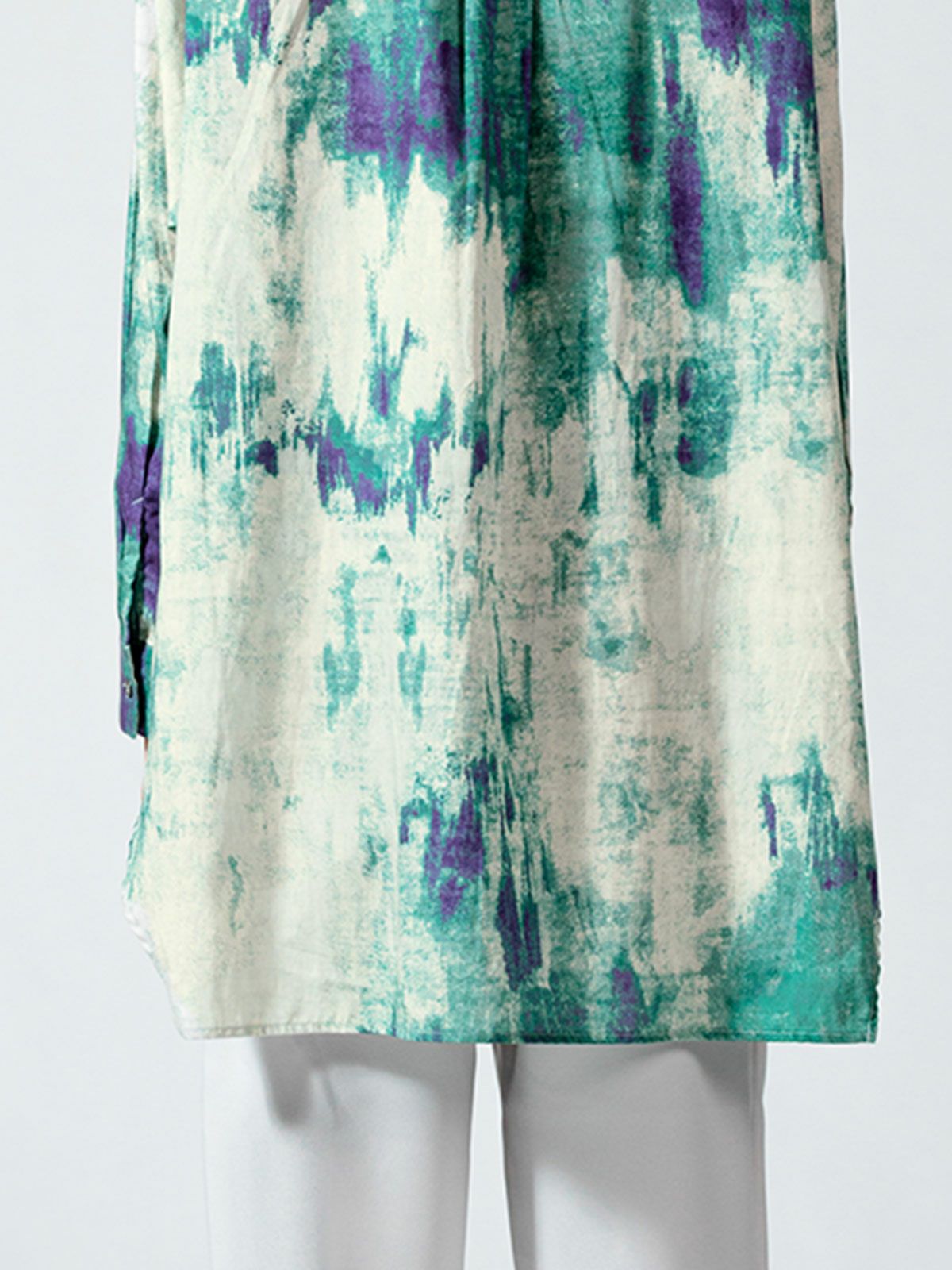 バンドカラー hazy print シャツ(3-1077)