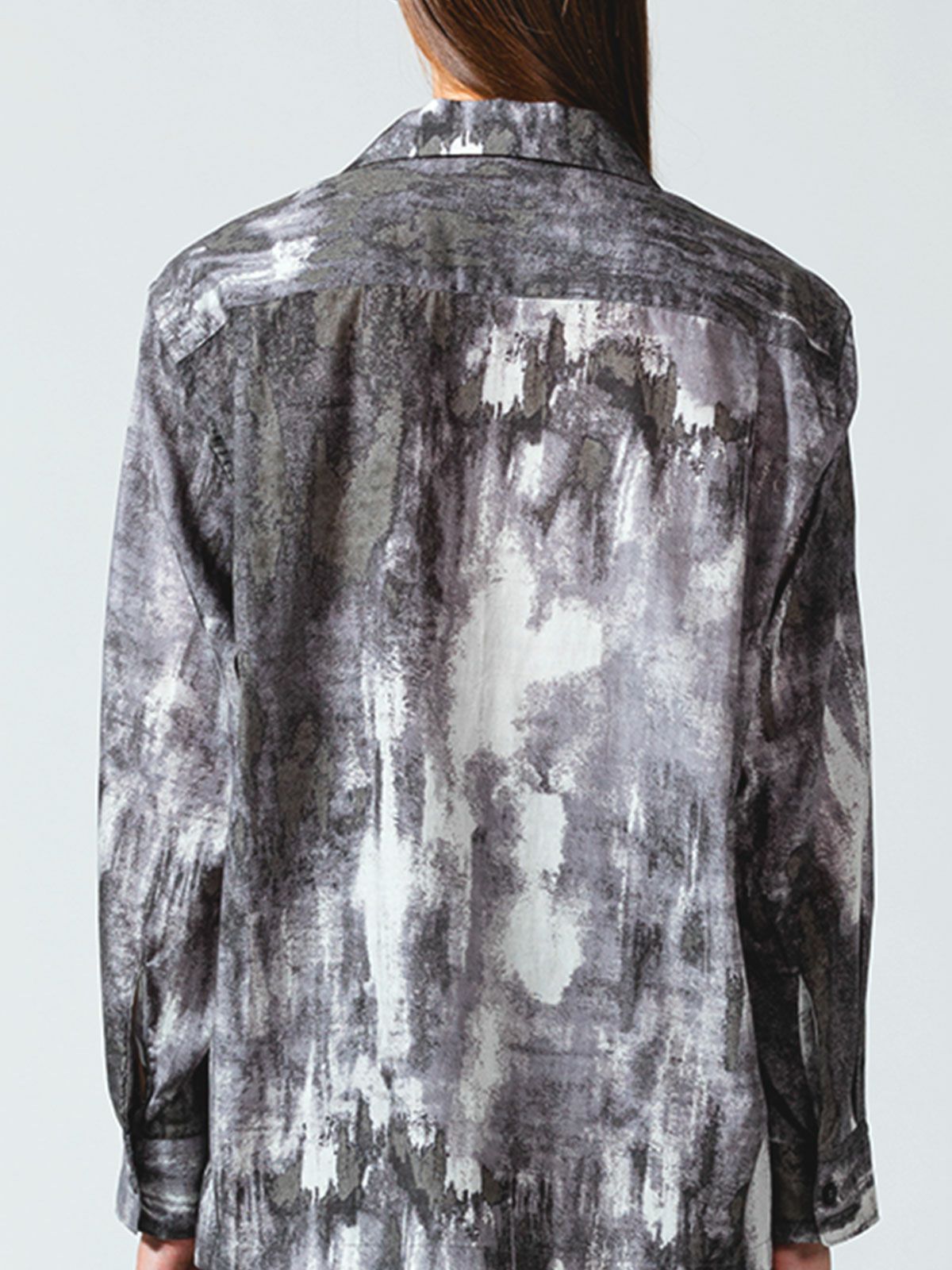 オープンカラー hazy print シャツ(3-1077)