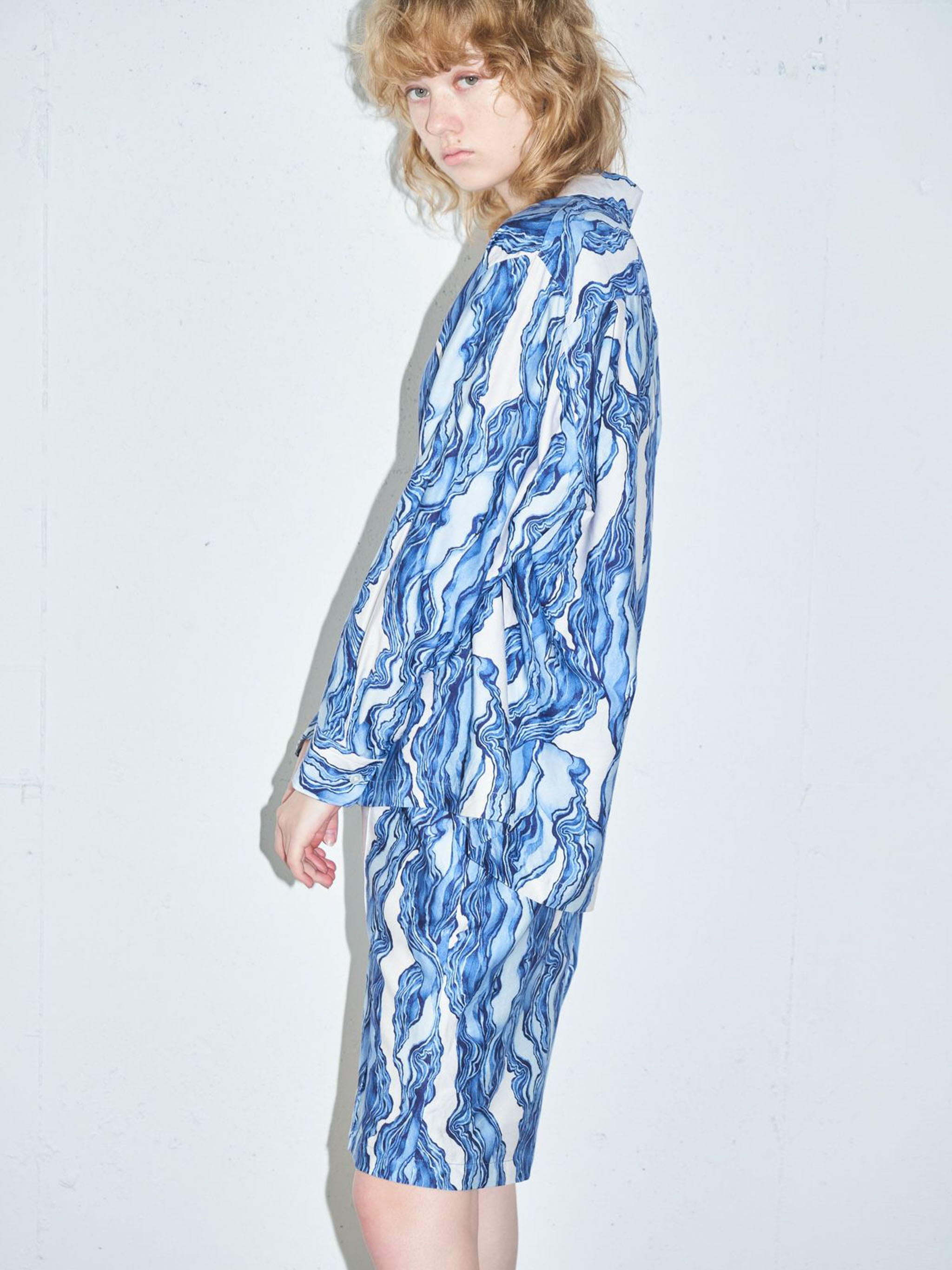 グラフィックプリントオープンカラーシャツ(3-1631)