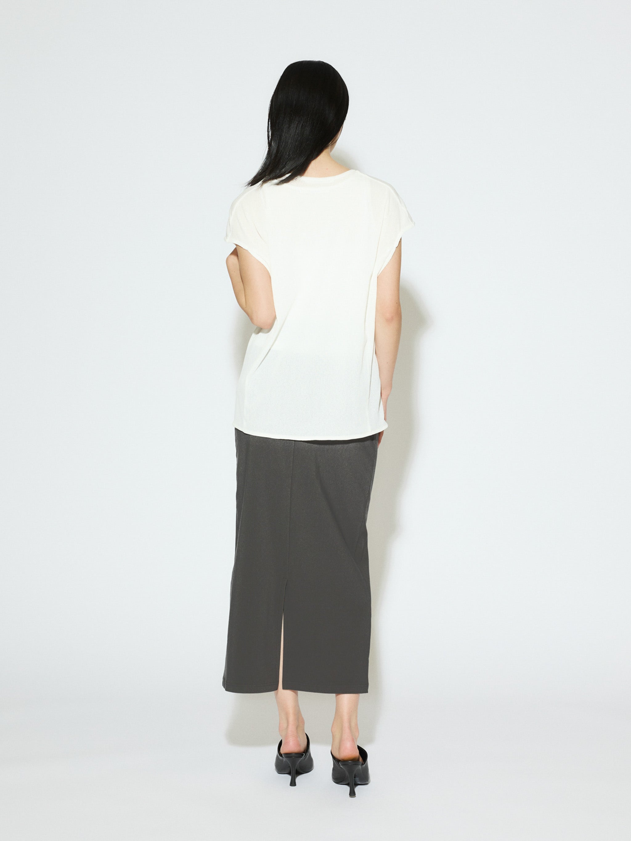 rib fit long skirt
