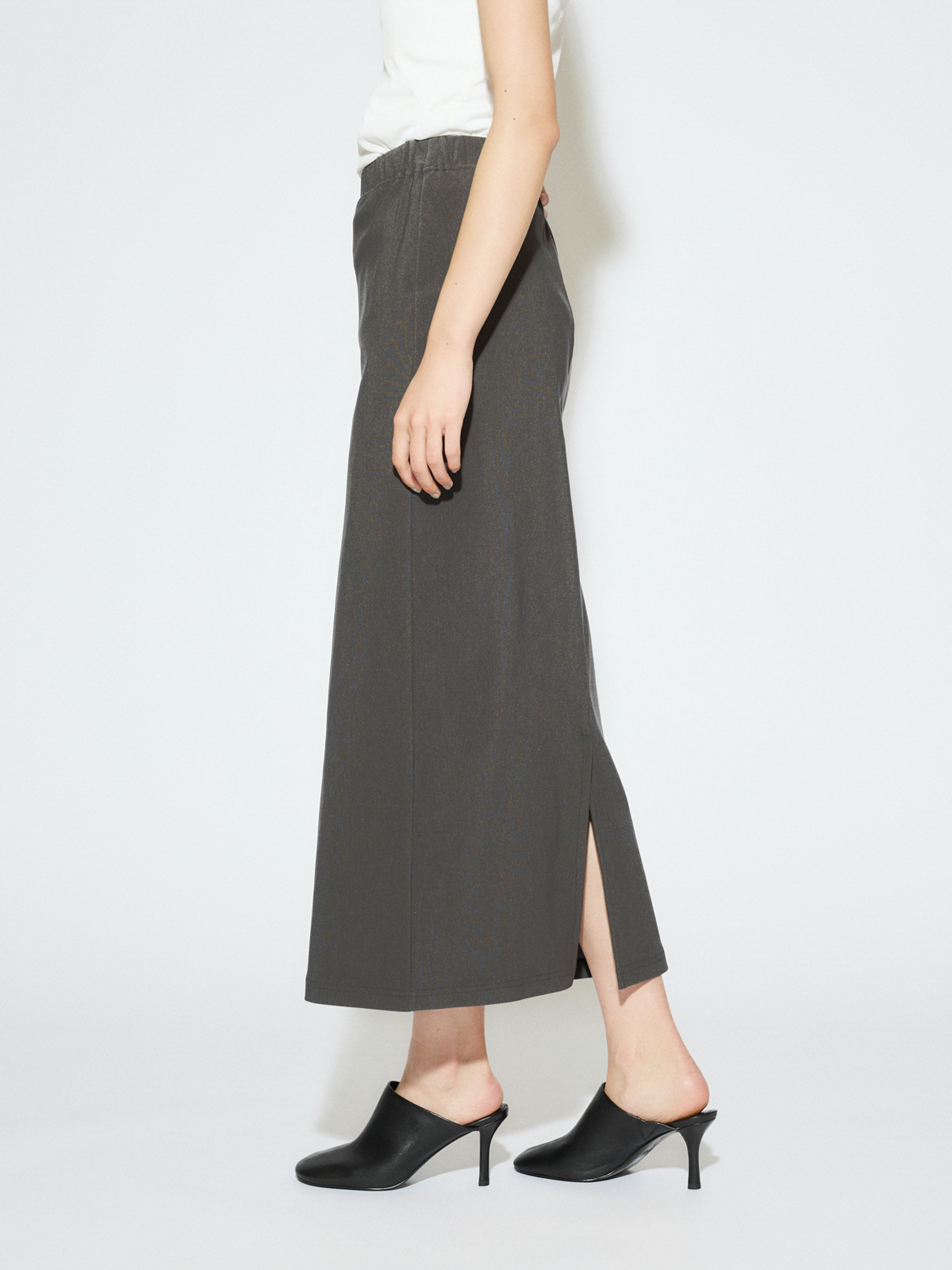rib fit long skirt