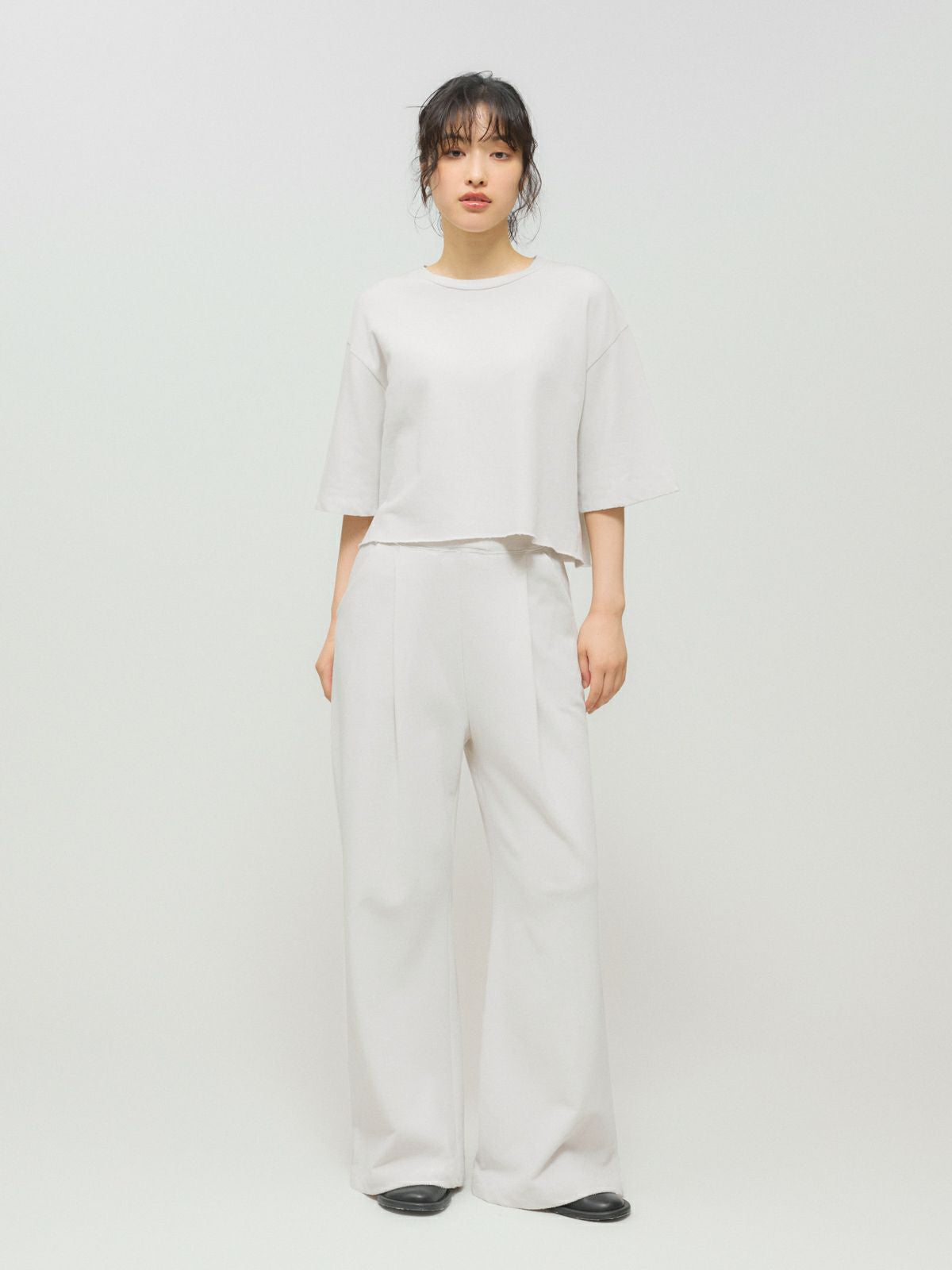 sweat tuck flared pants