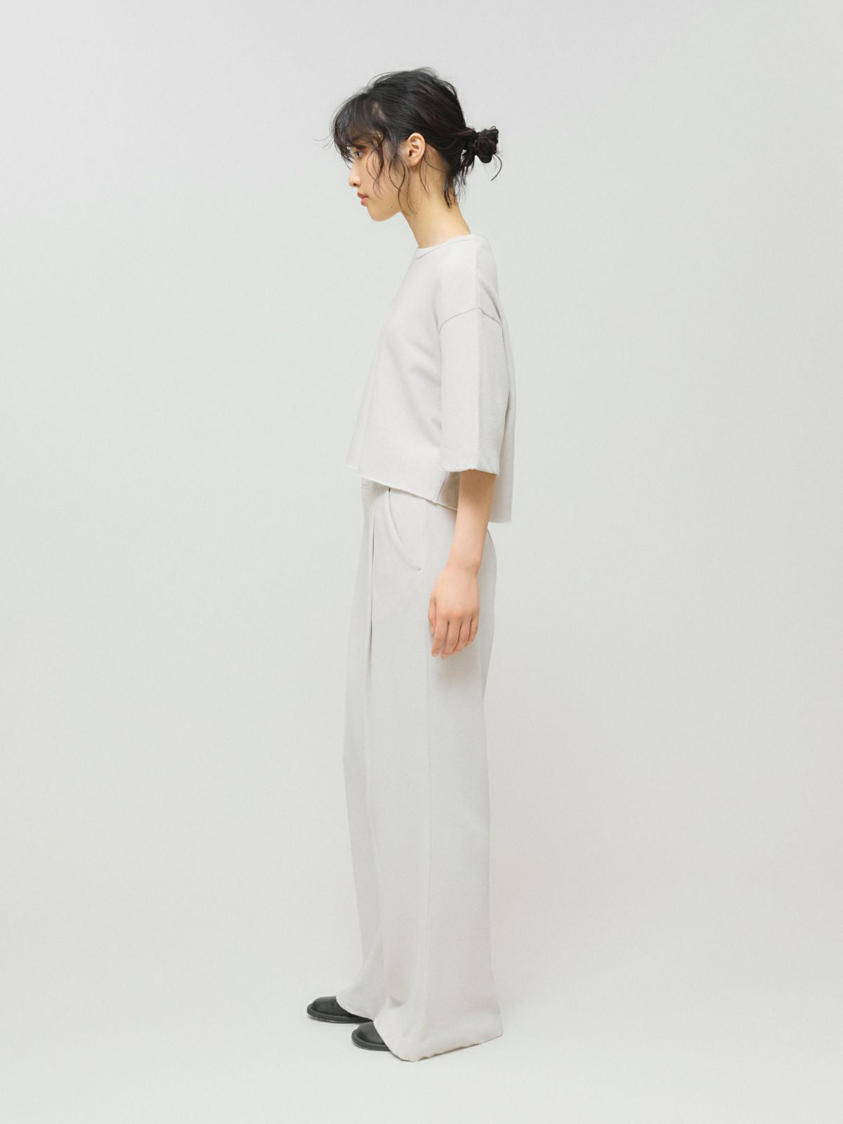 sweat tuck flared pants