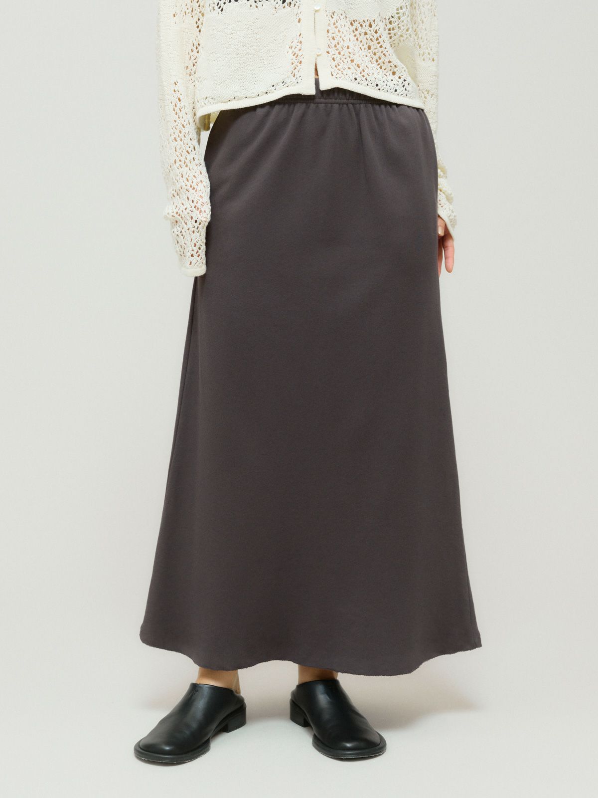 sweat flared long skirt