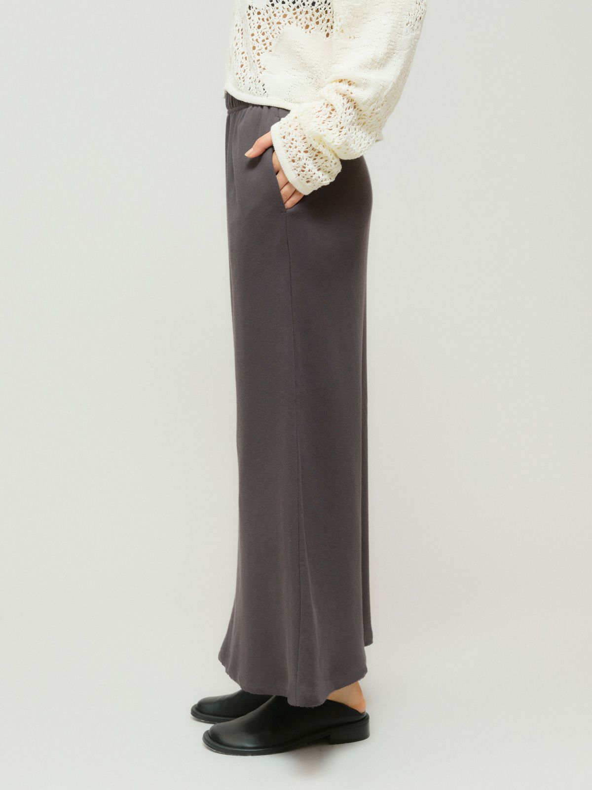 sweat flared long skirt