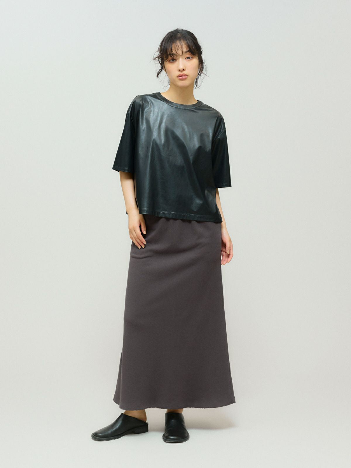 sweat flared long skirt