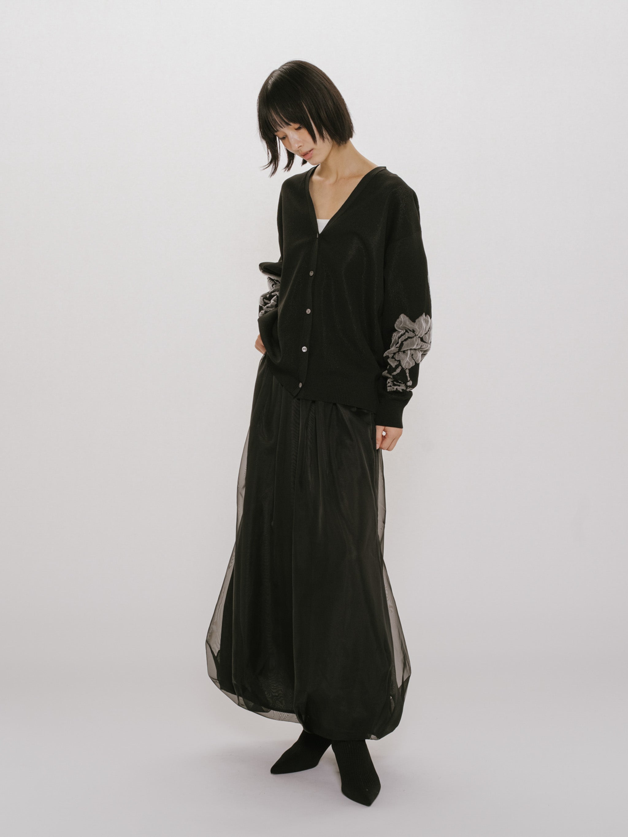 sheer long baloon skirt