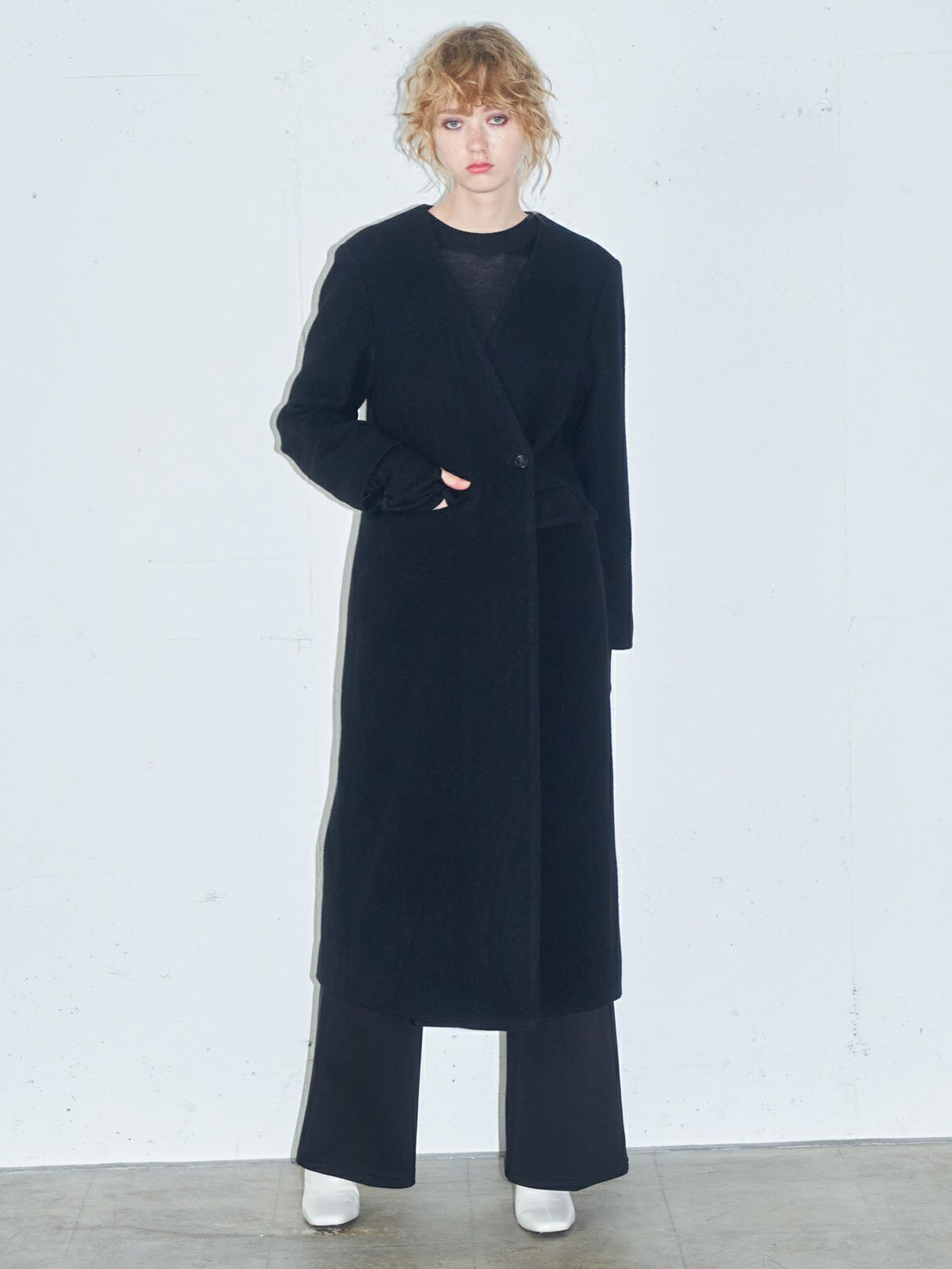 ノーカラーロングコート(3-1101)