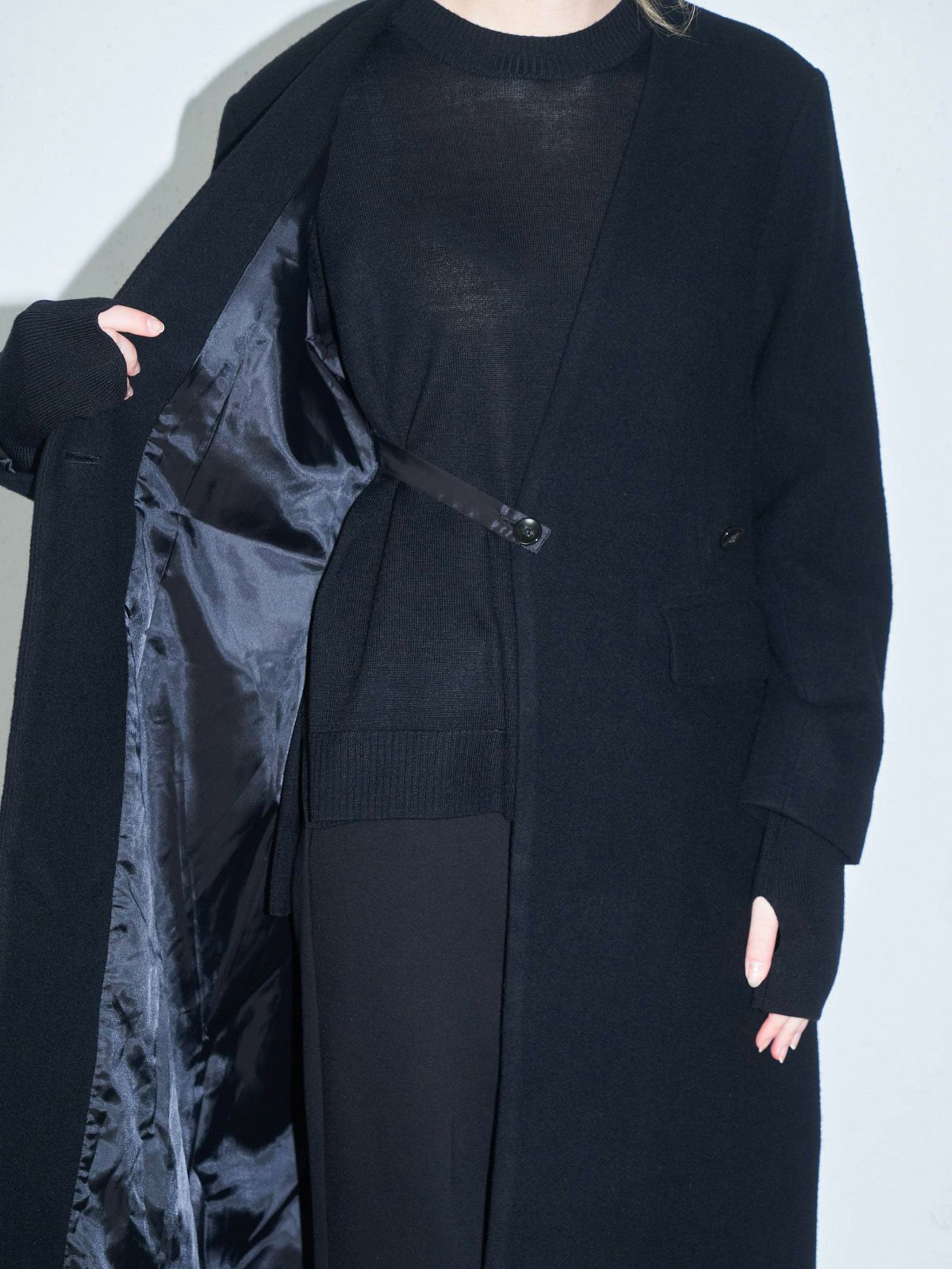 ノーカラーロングコート(3-1101)