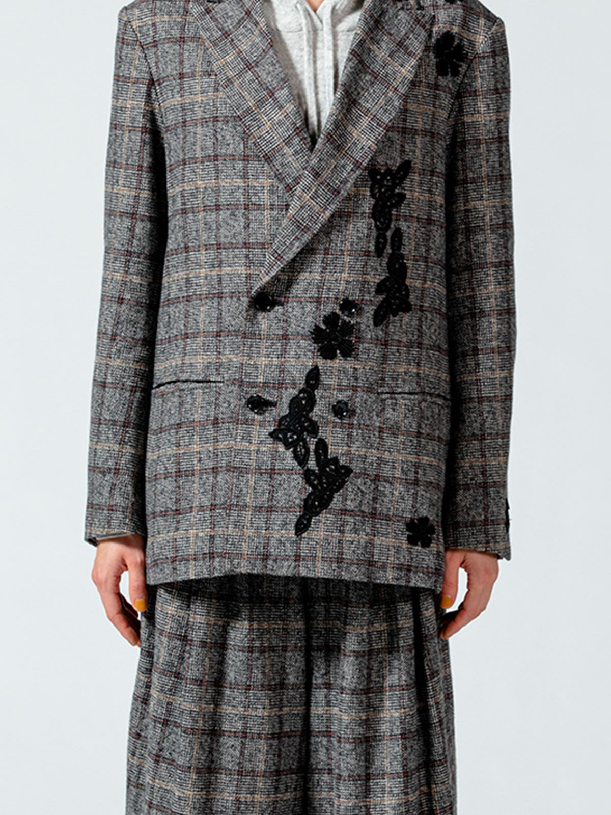 チェックフラワーモチーフジャケット(3-1091)