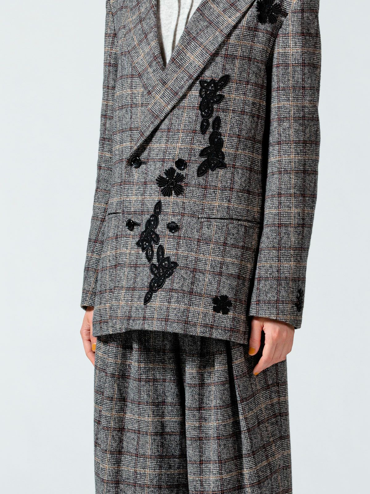 チェックフラワーモチーフジャケット(3-1091)