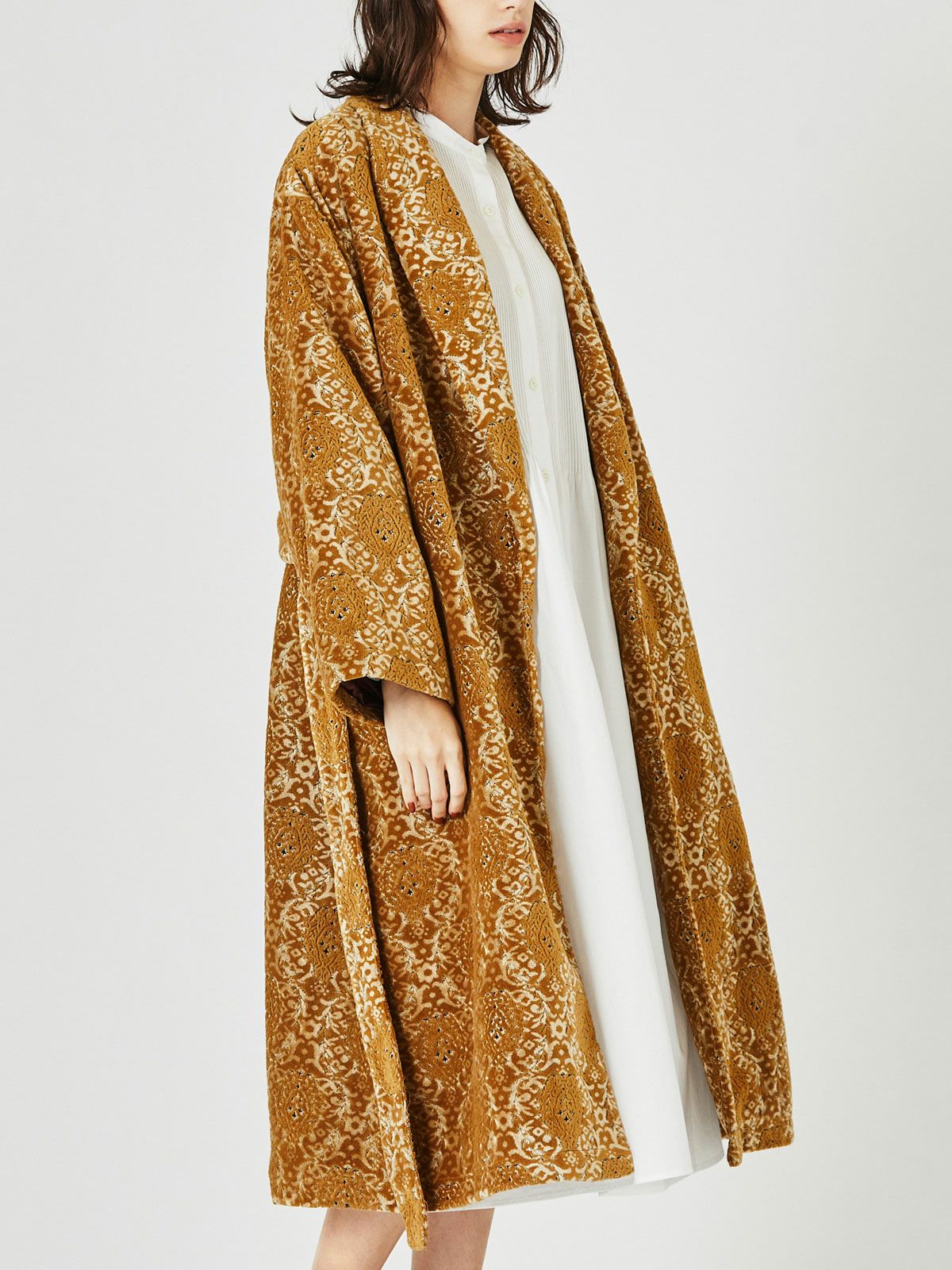 ベルト付きパイルジャカードロングコート(3-1175)