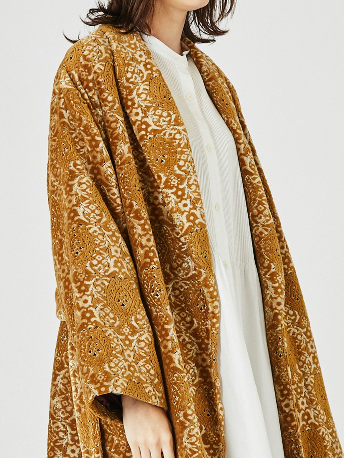 ベルト付きパイルジャカードロングコート(3-1175)