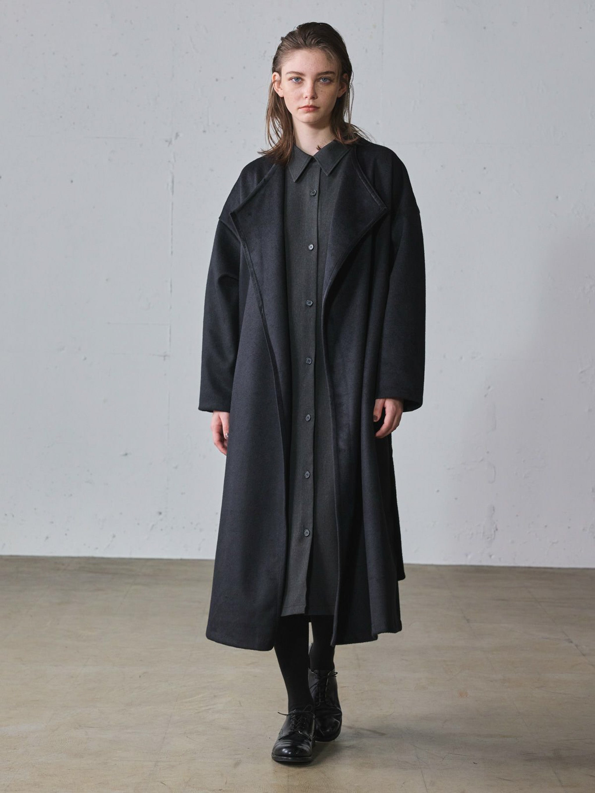 ベルト付きロングドレープコート(3-1186)