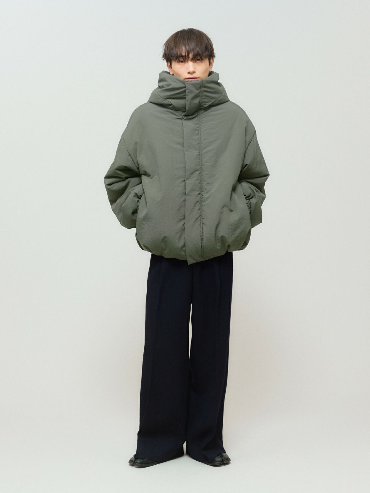 hooded padding blouson