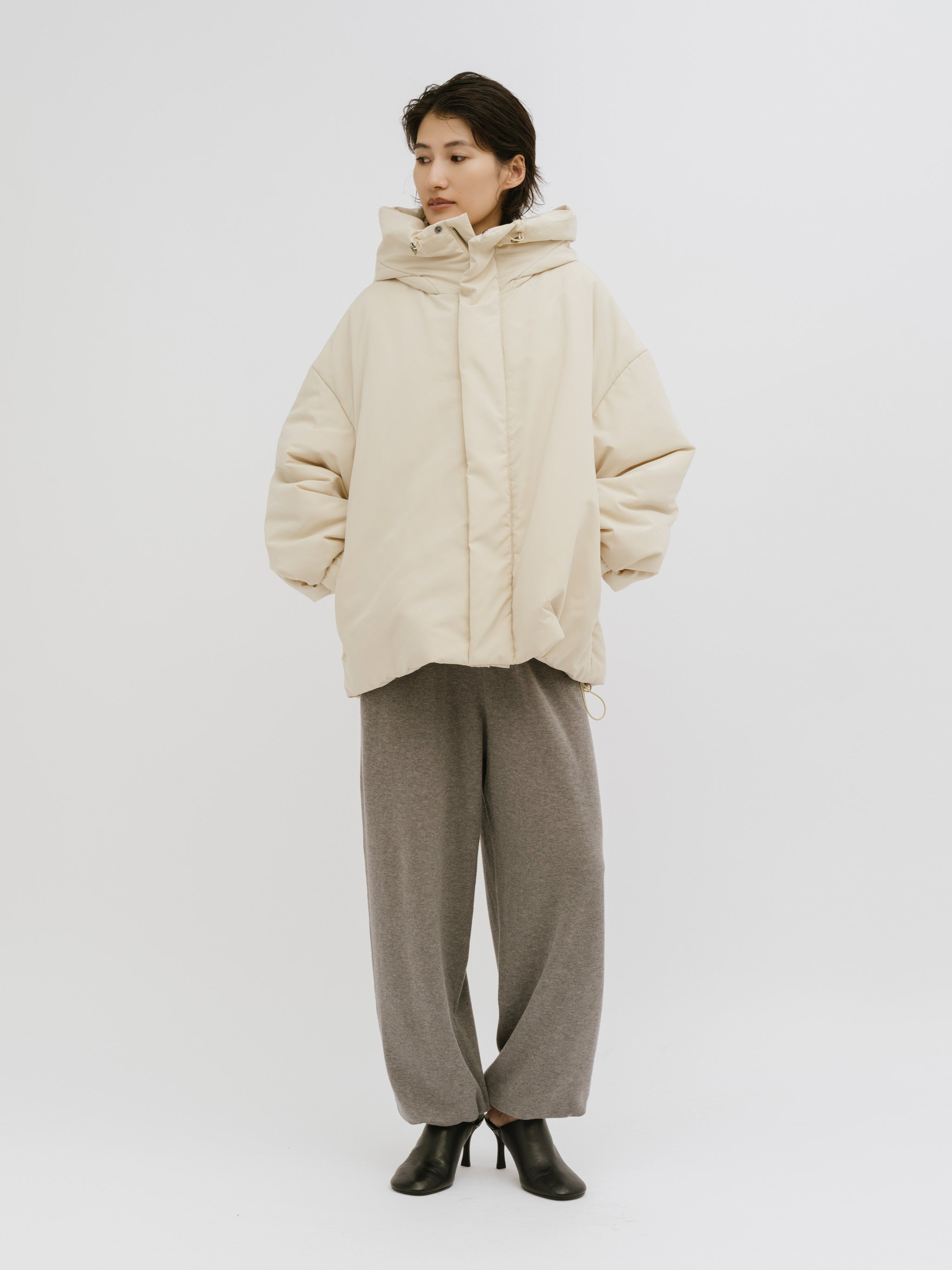 hooded cocoon blouson