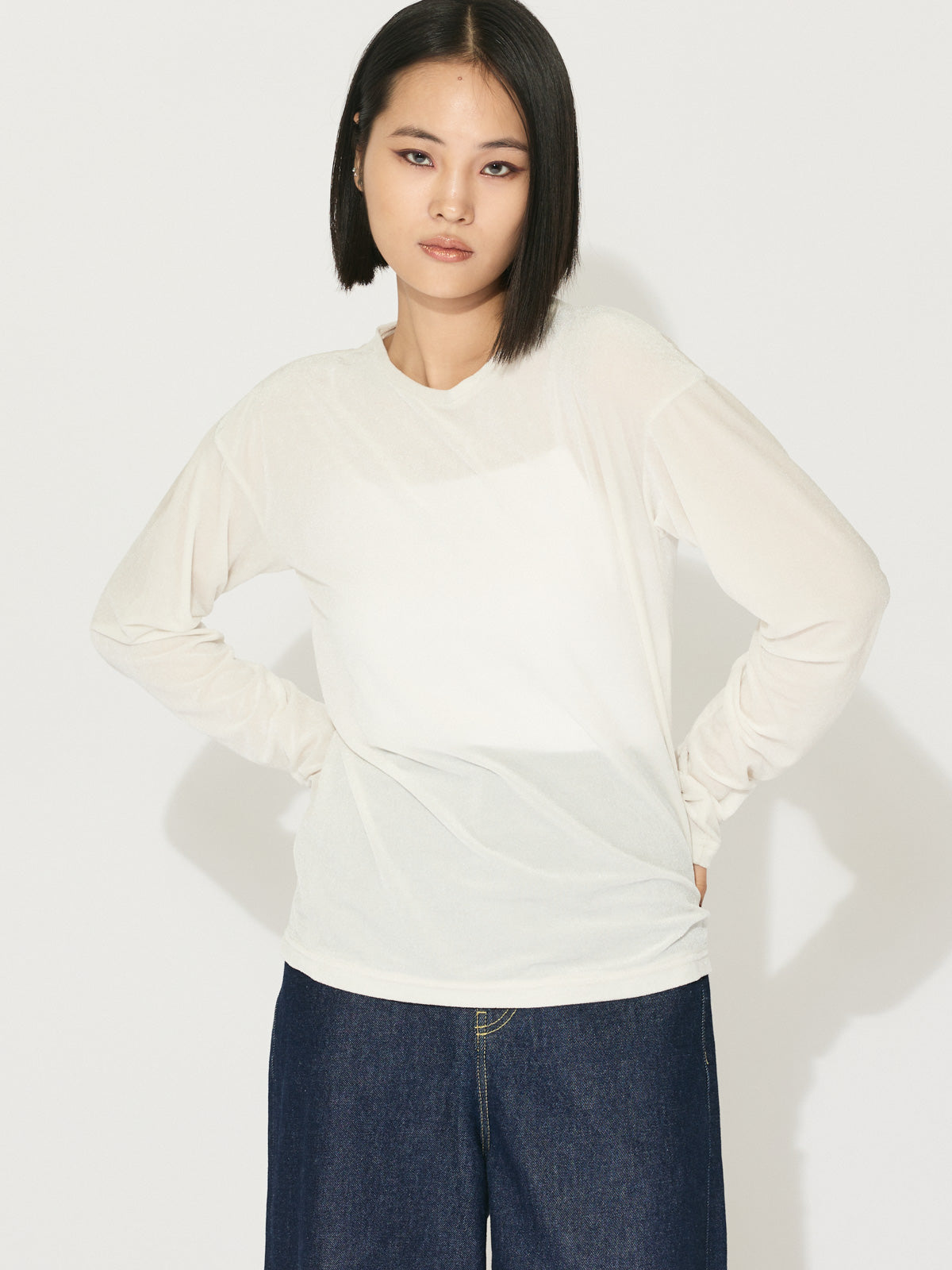 sheer velour pullover